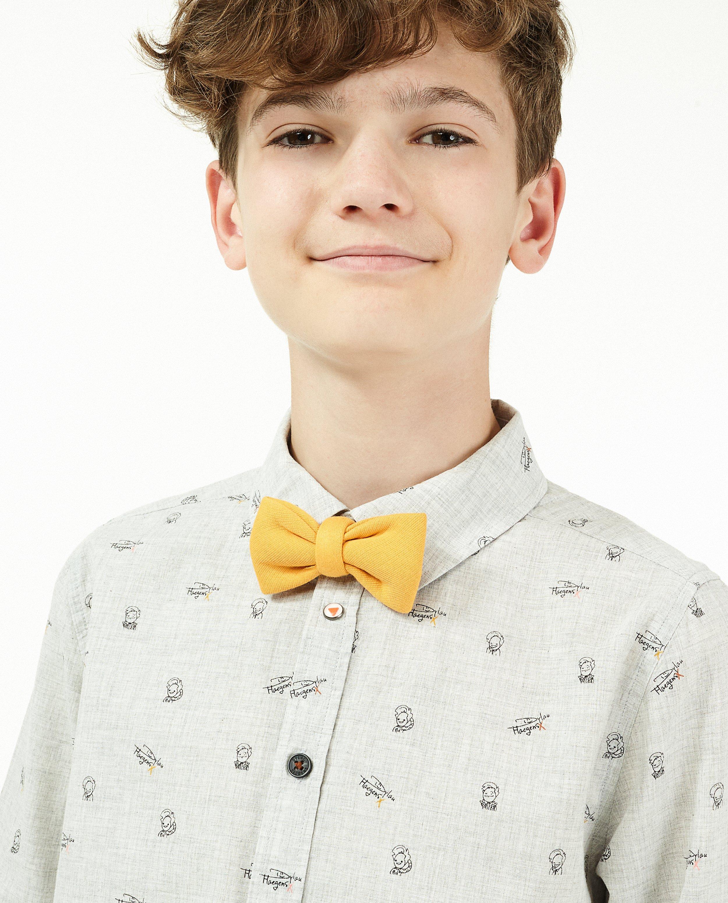 Hemden - Grijs hemd met strikje Dylan Haegens