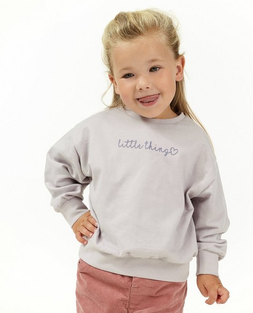 Sweaters - Lila unisex sweater met opschrift