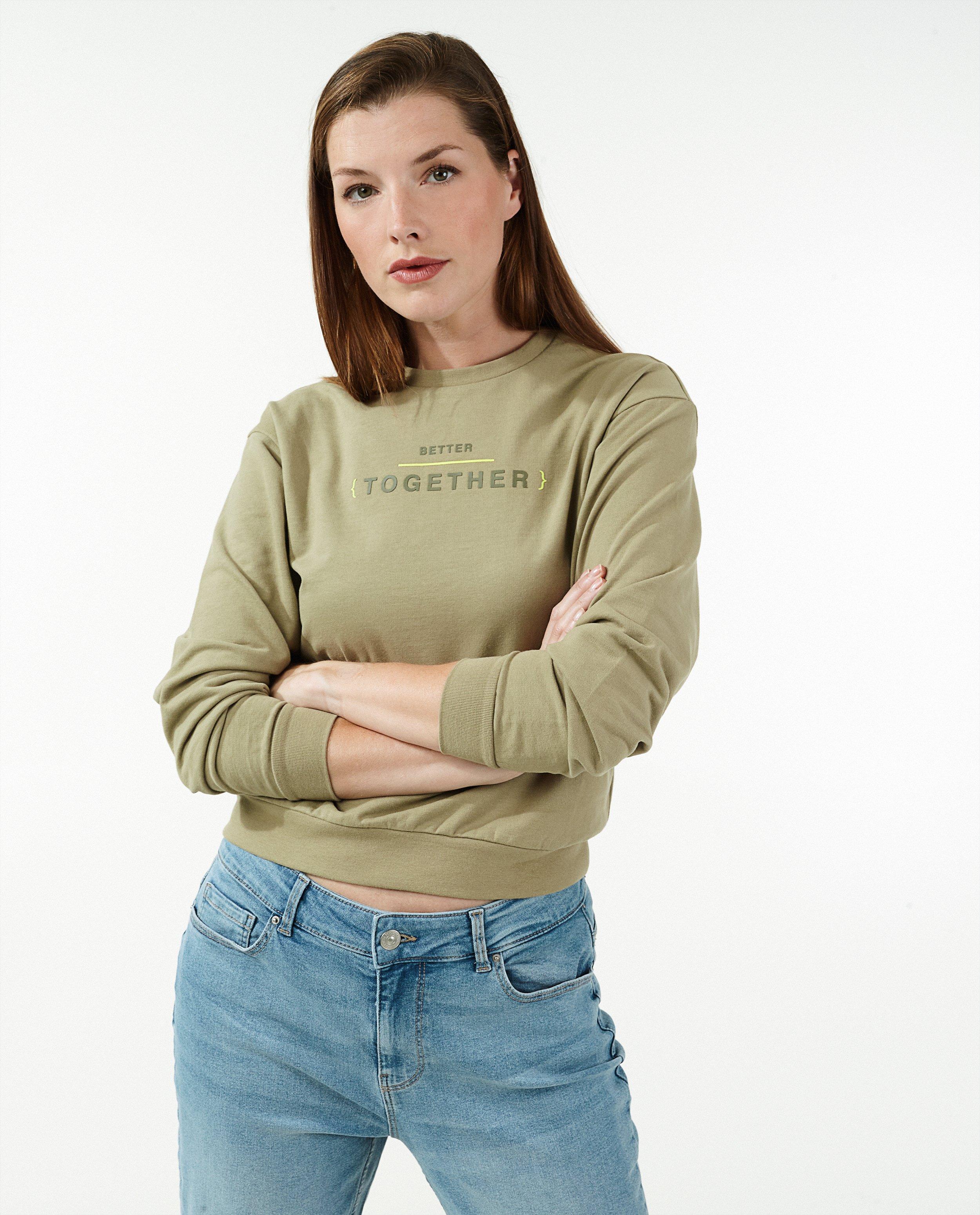 Sweaters - Groene sweater met opschrift