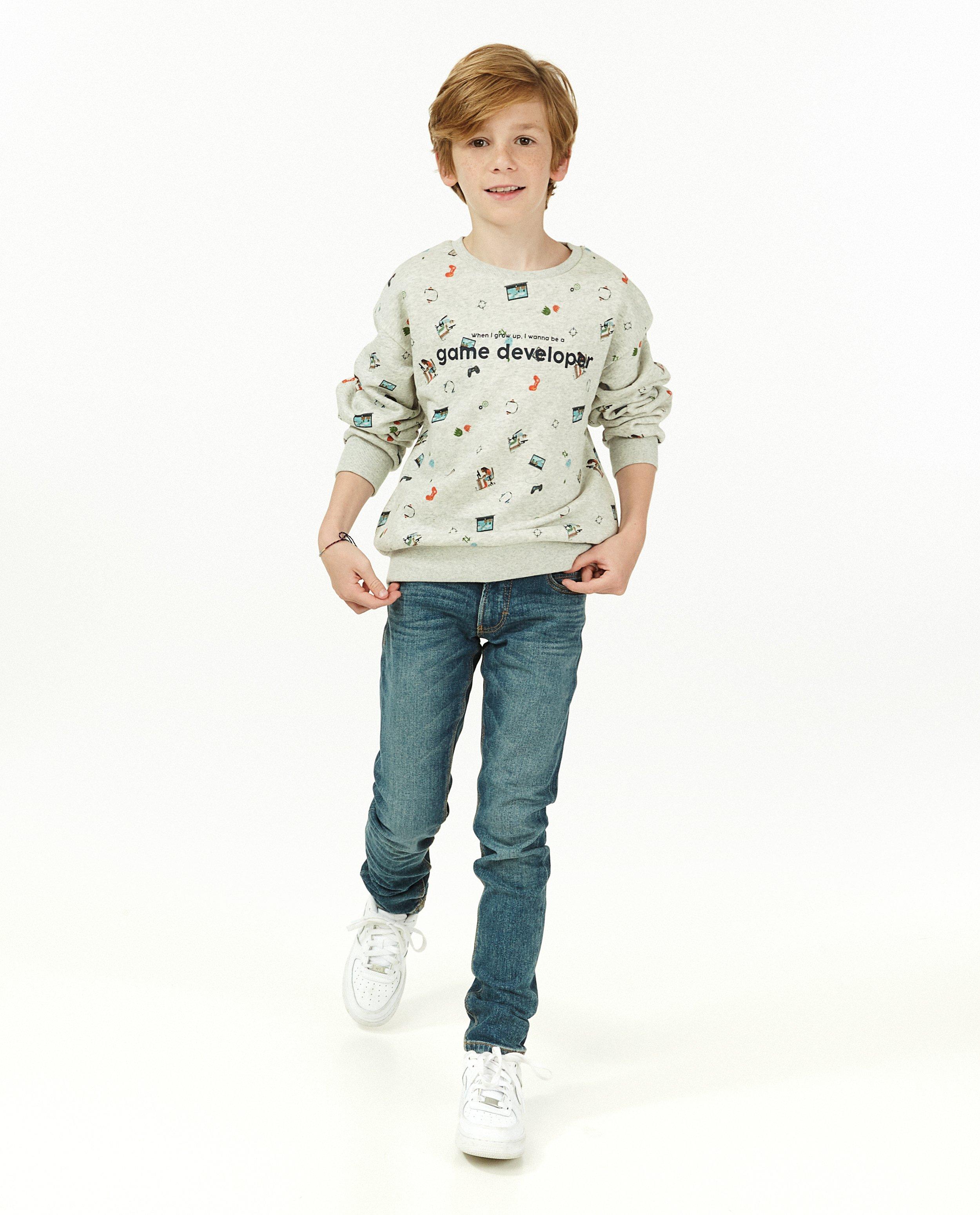 Sweat unisex gris, 9-15 ans - sexuellement neutre - JBC