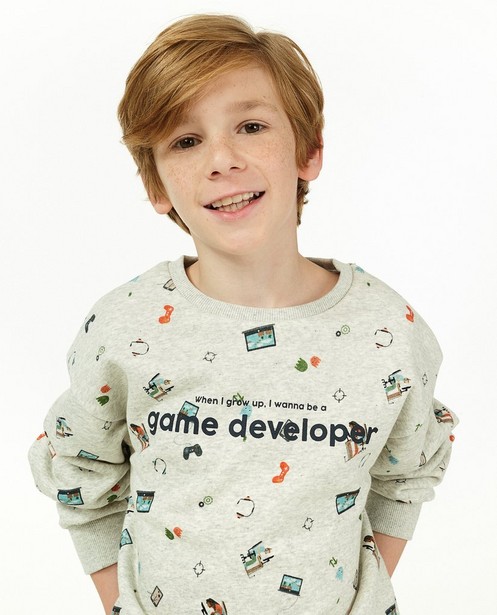 Sweaters - Grijze unisex sweater, 9-15 jaar