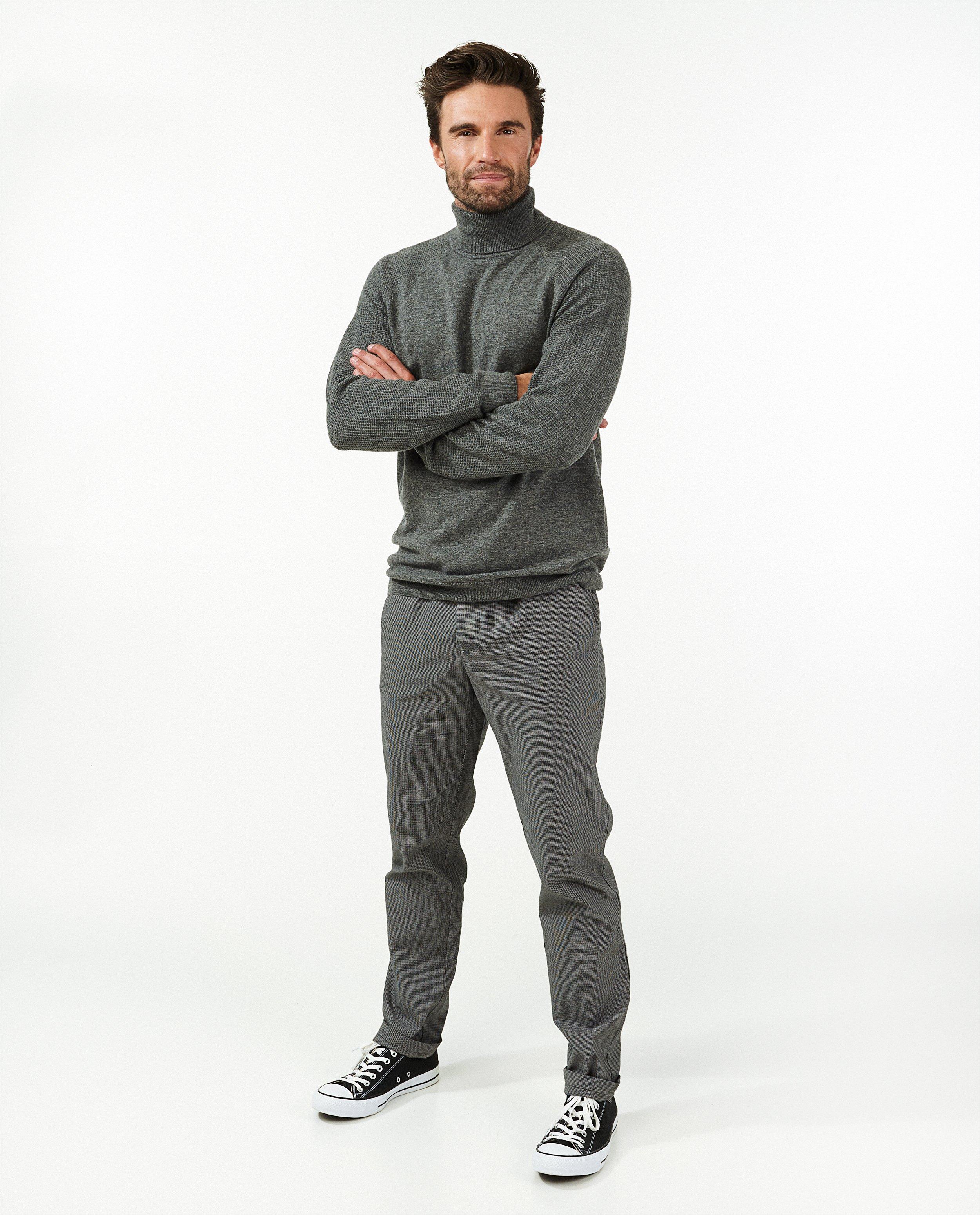 Grijze chino met slim fit Matthew - met microprint - Quarterback