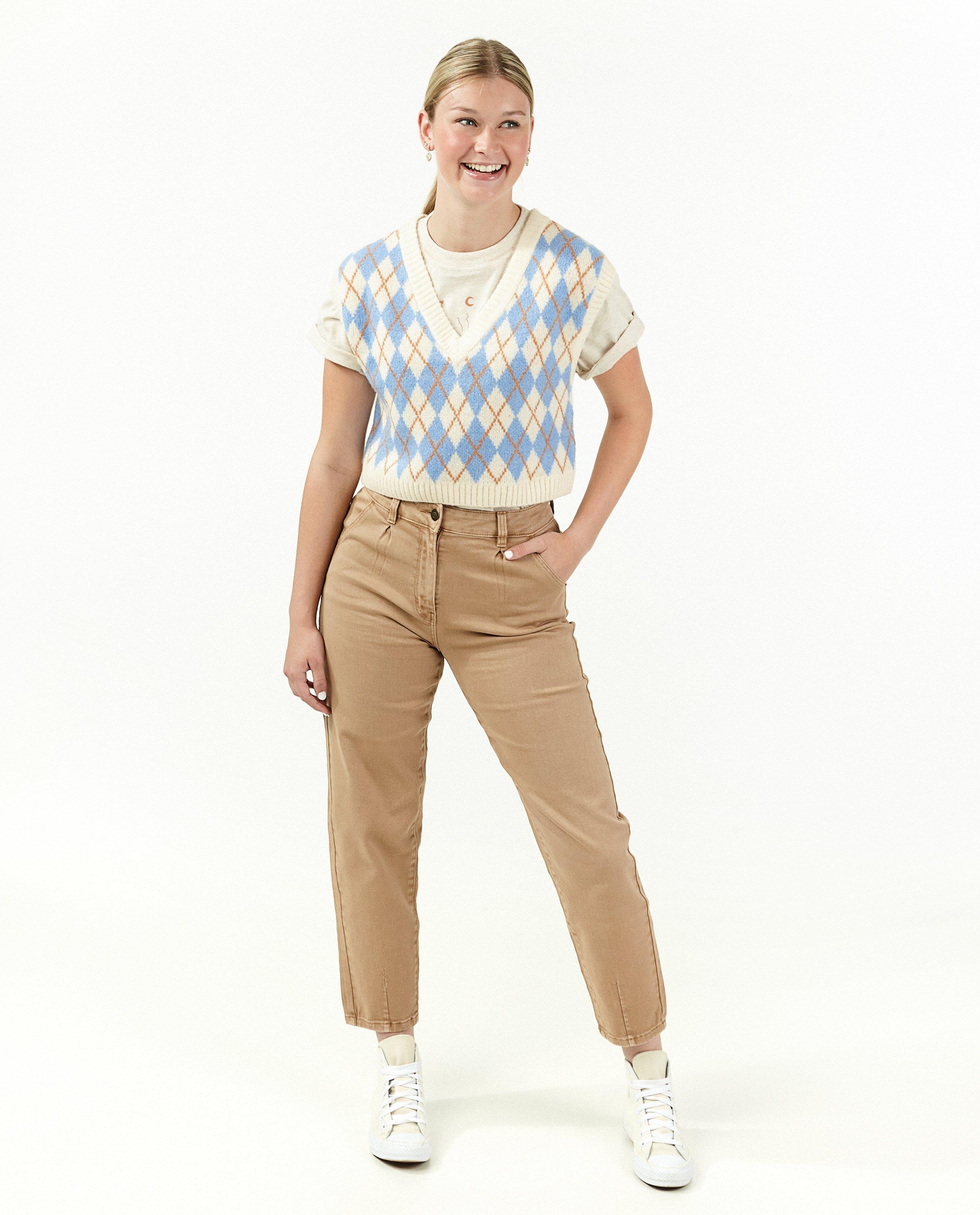 Bruine broek met slouchy fit Dot - stretch - Groggy