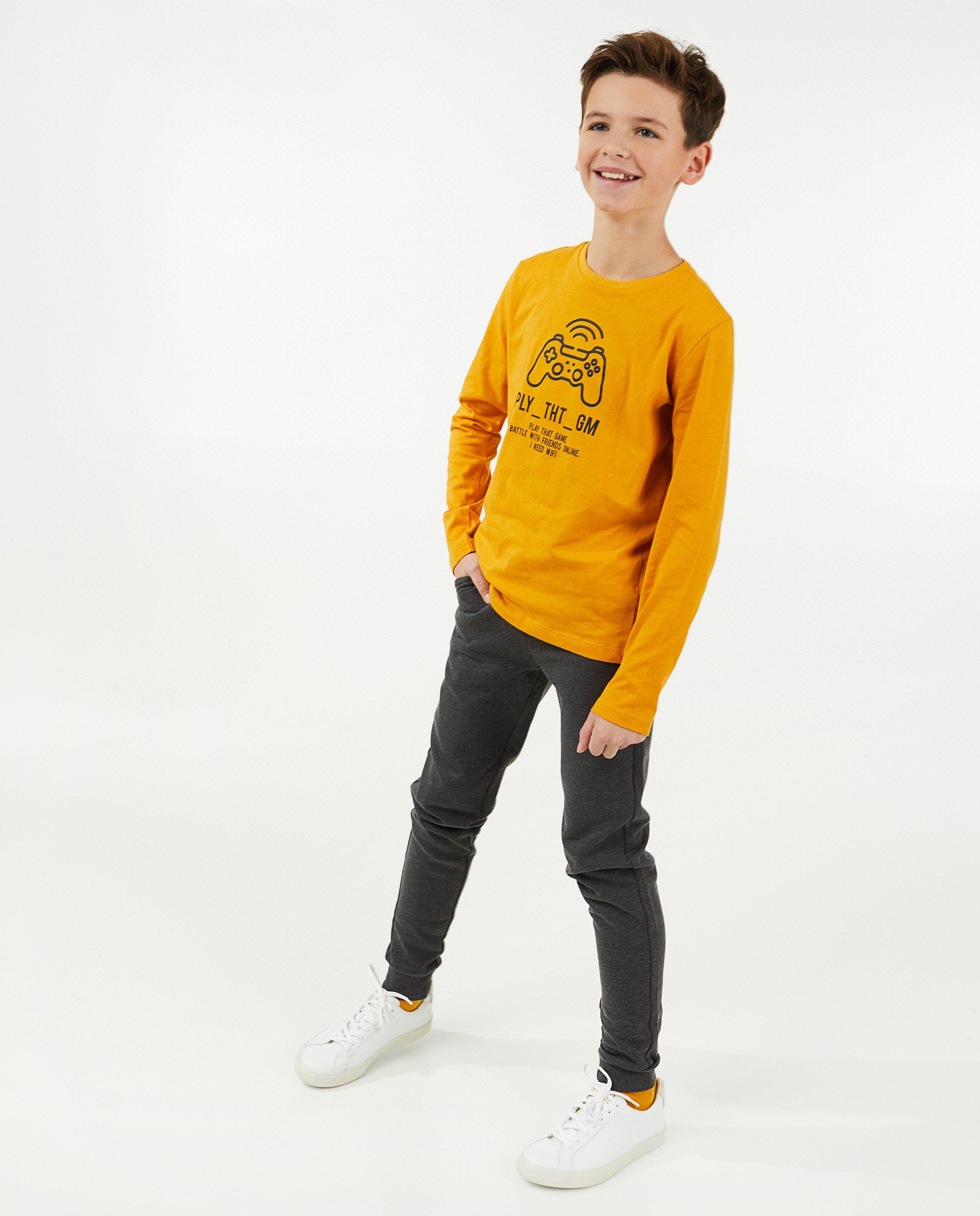 T-shirt jaune foncé à manches longues, imprimé BESTies  - null - Besties