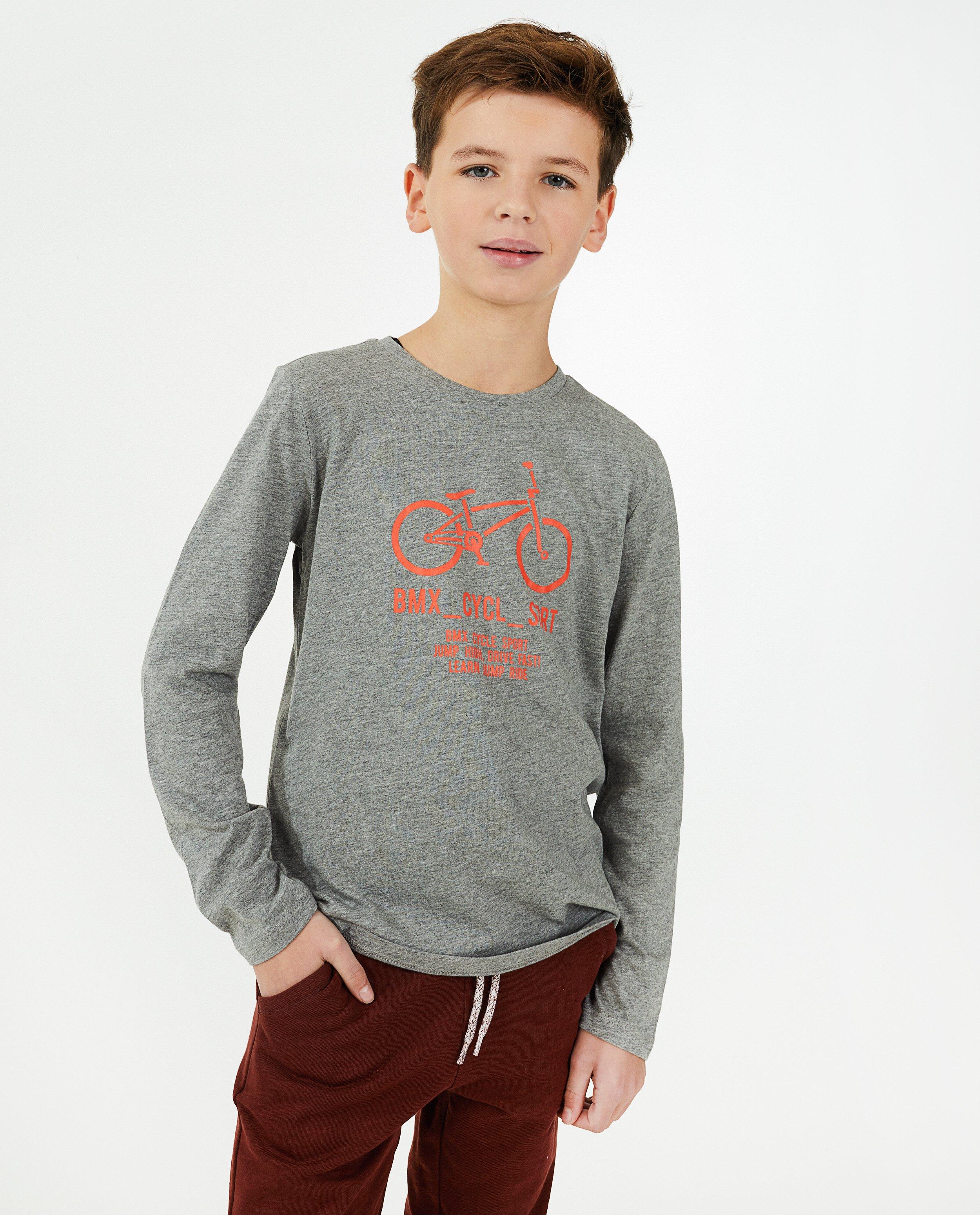 T-shirts - Grijze longsleeve met print BESTies 