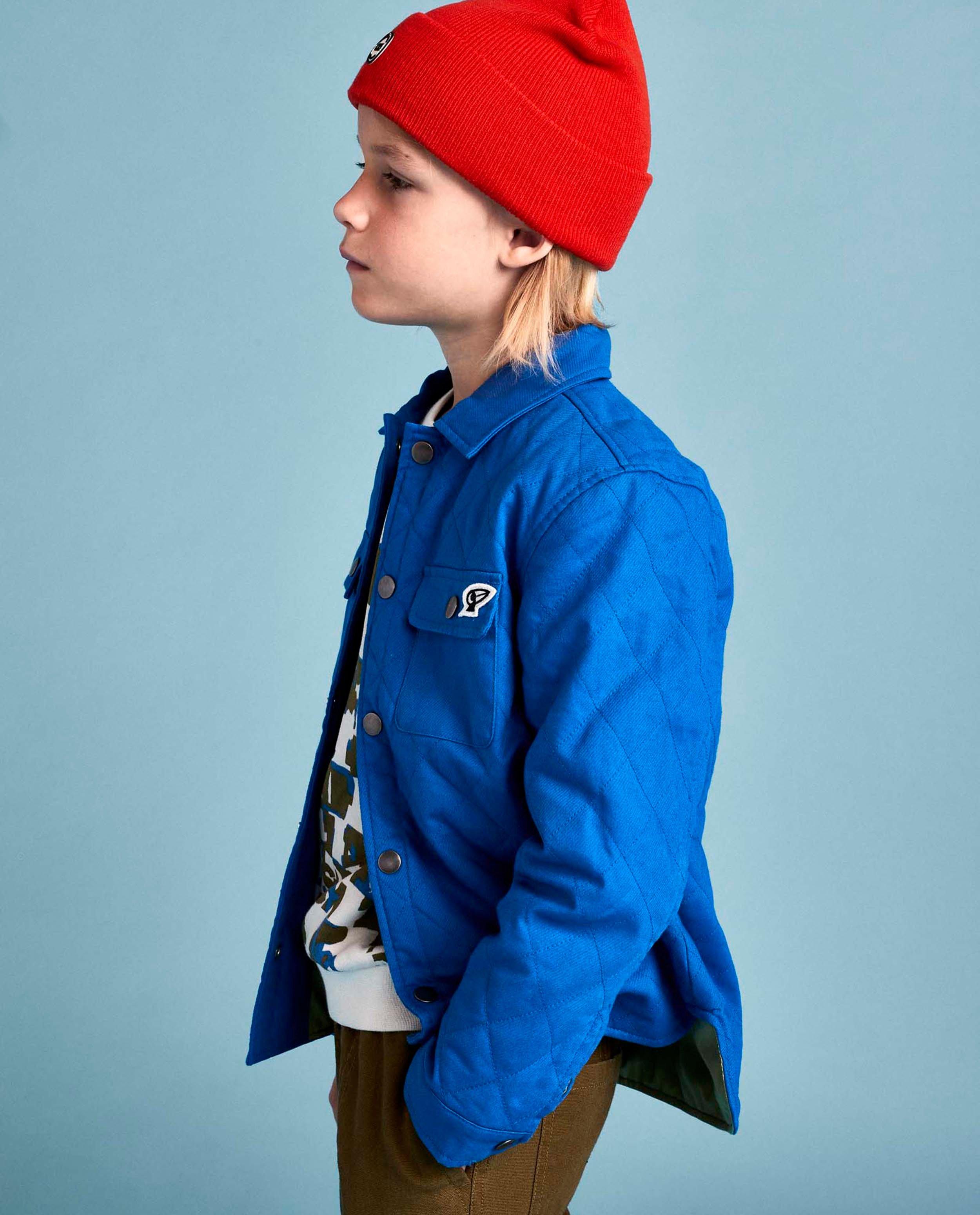 Gilet bleu avec motif en relief CKS - carreaux - CKS