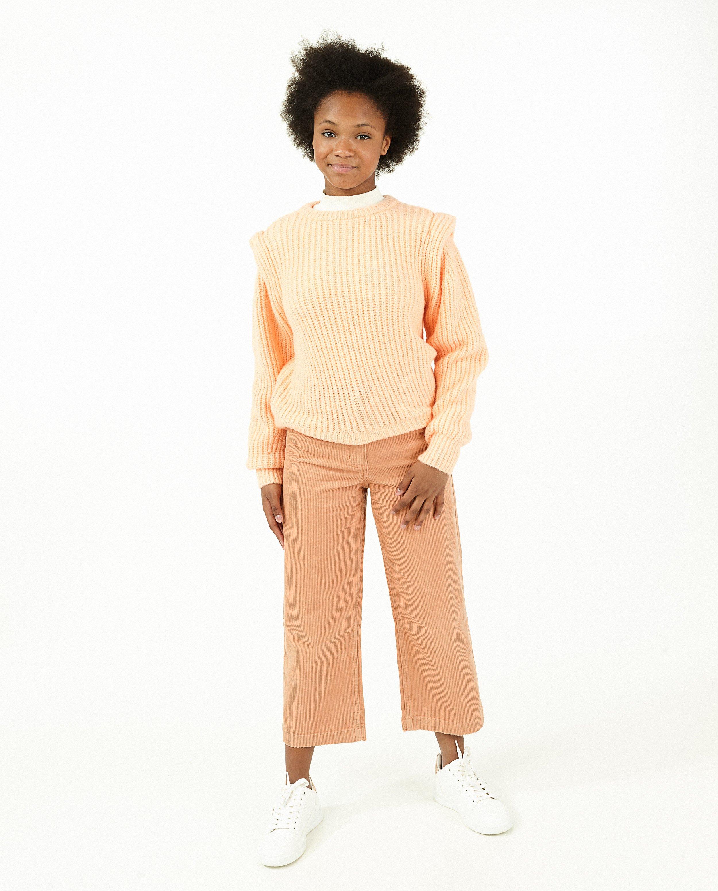 Pull orange clair à volants - en fin tricot - Fish & Chips
