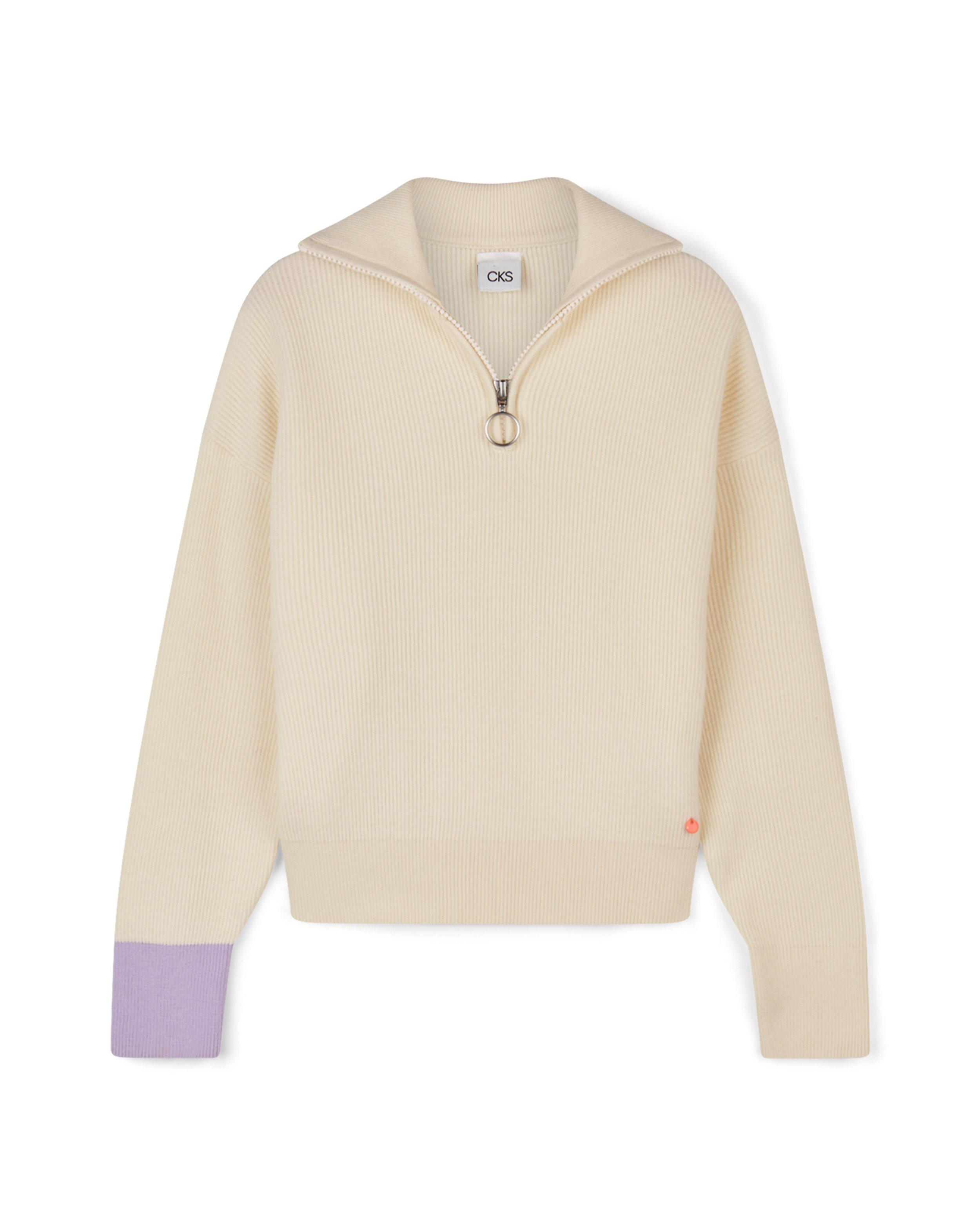 Pull écru côtelé CKS - et courte fermeture à glissière - CKS
