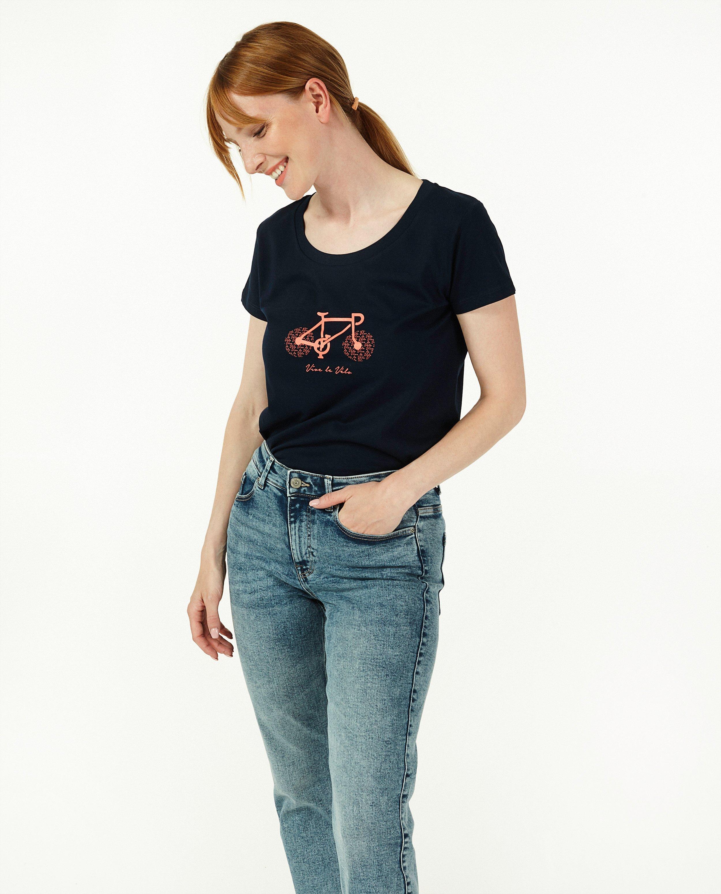 T-shirt en coton bio Vive le vélo - bleu foncé - Vive le vélo