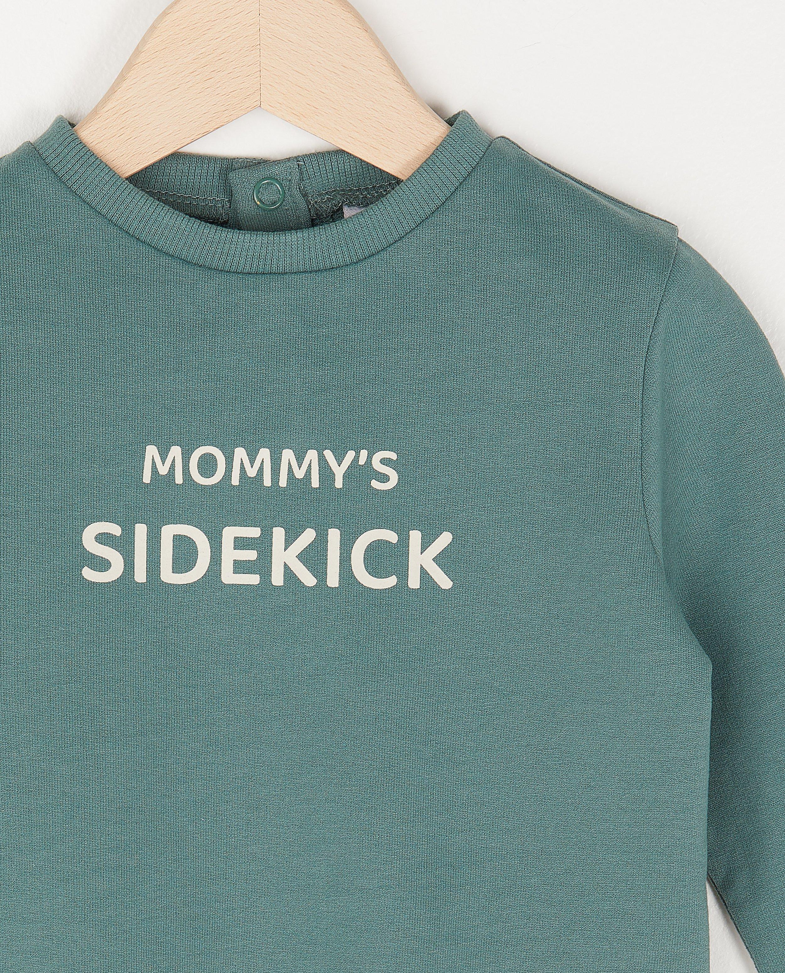 Sweaters - Blauwe sweater met opschrift BESTies