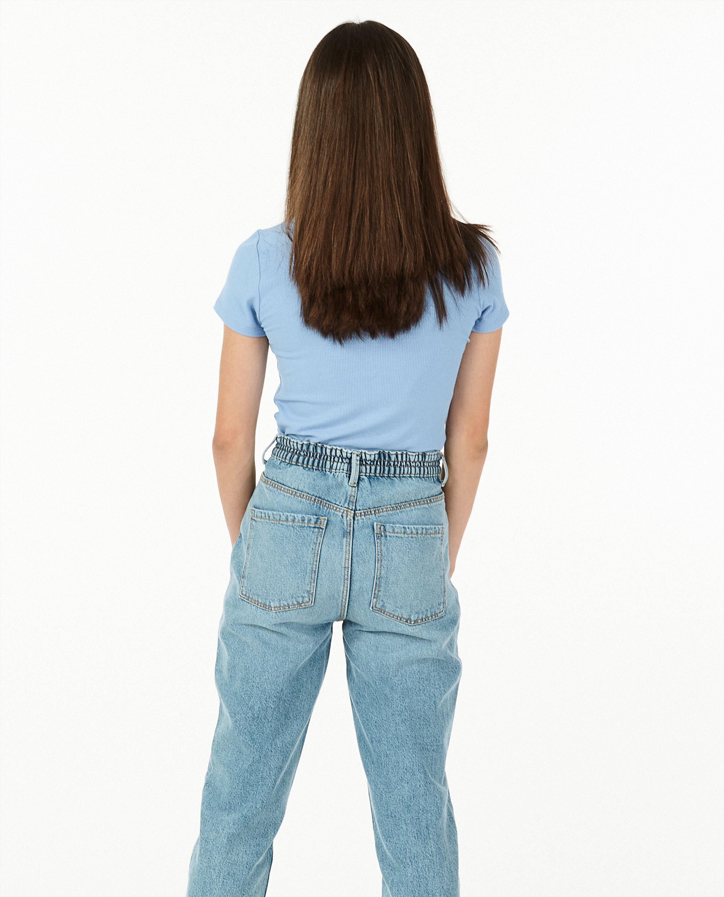 T-shirts - Blauw T-shirt van ribstof