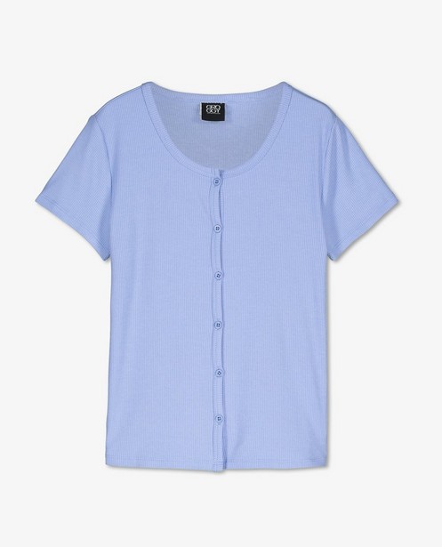 T-shirts - Blauw T-shirt van ribstof
