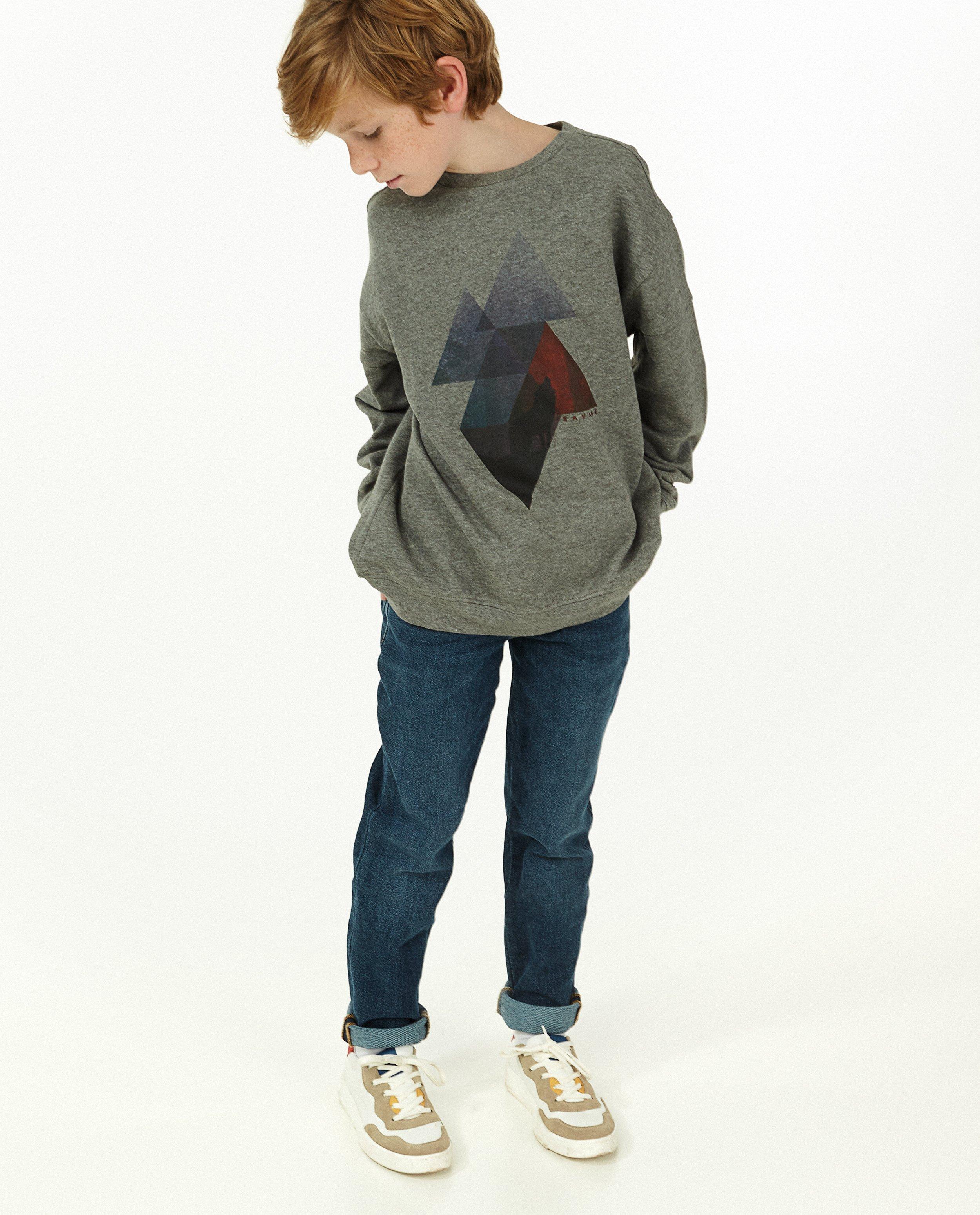 Sweat brun à imprimé Garde de Nuit - avec du fleece brossé - Nachtwacht