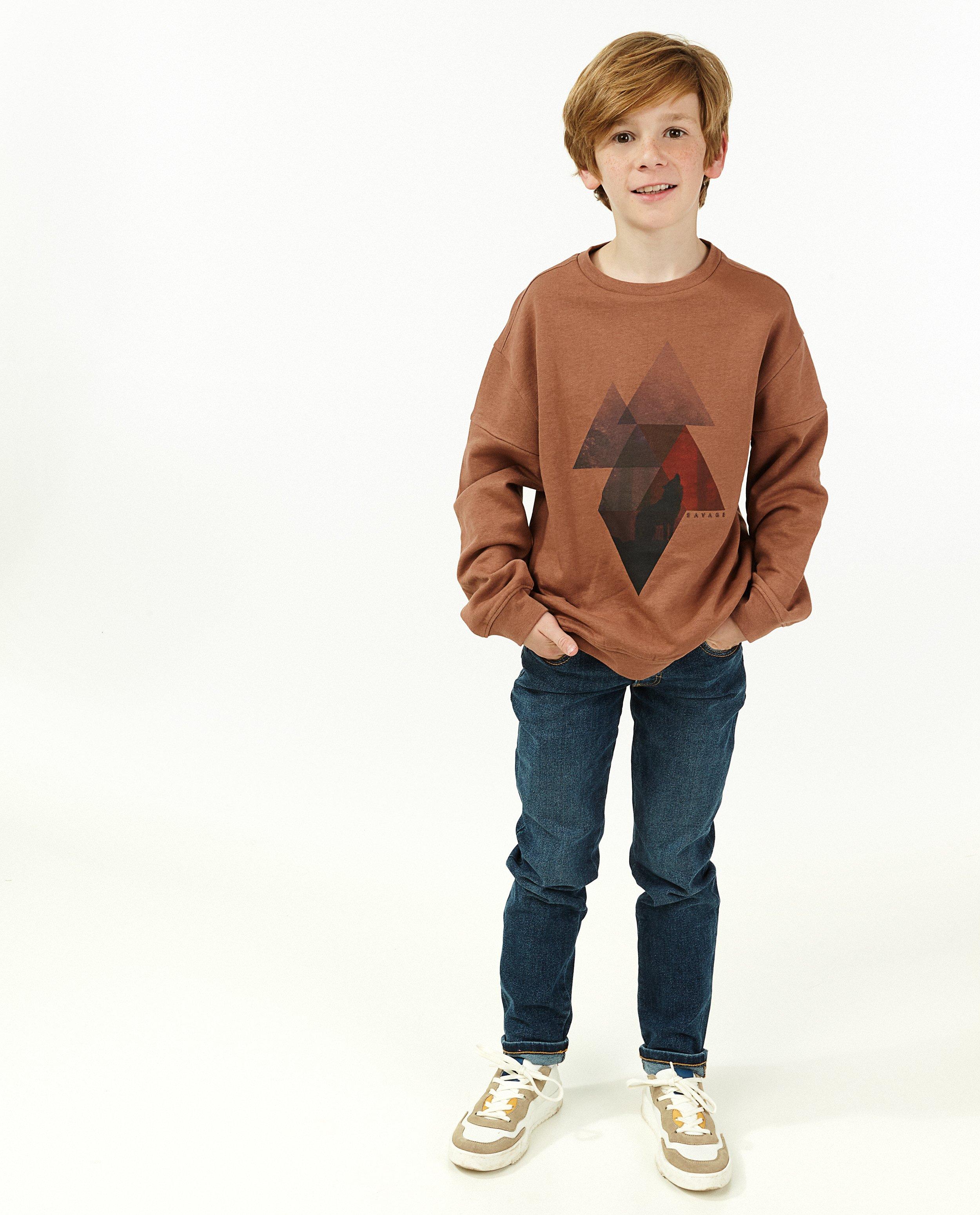Bruine sweater met print Nachtwacht - met brushed fleece - Nachtwacht