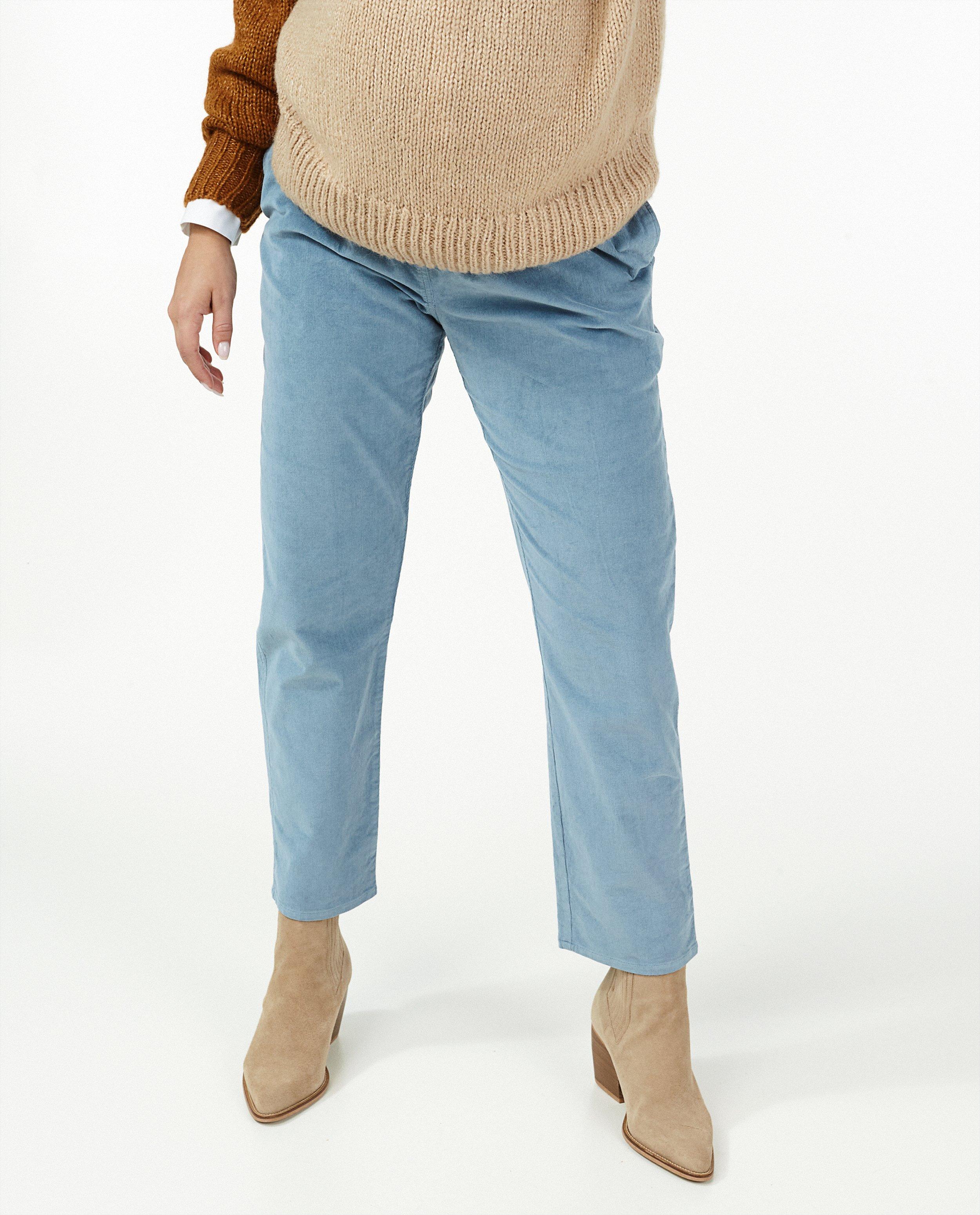 Pantalons - Pantalon en velours côtelé bleu JoliRonde