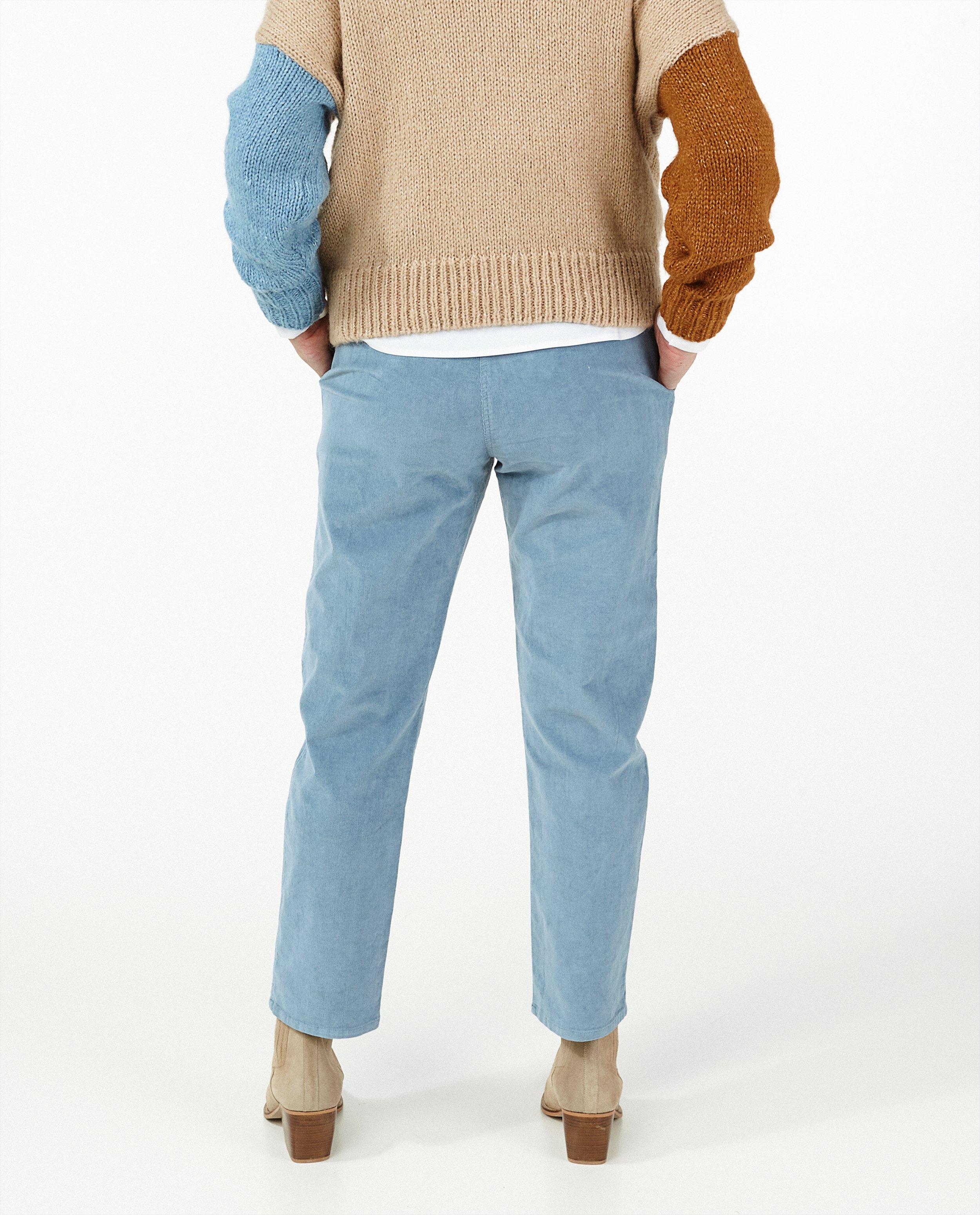 Pantalons - Pantalon en velours côtelé bleu JoliRonde