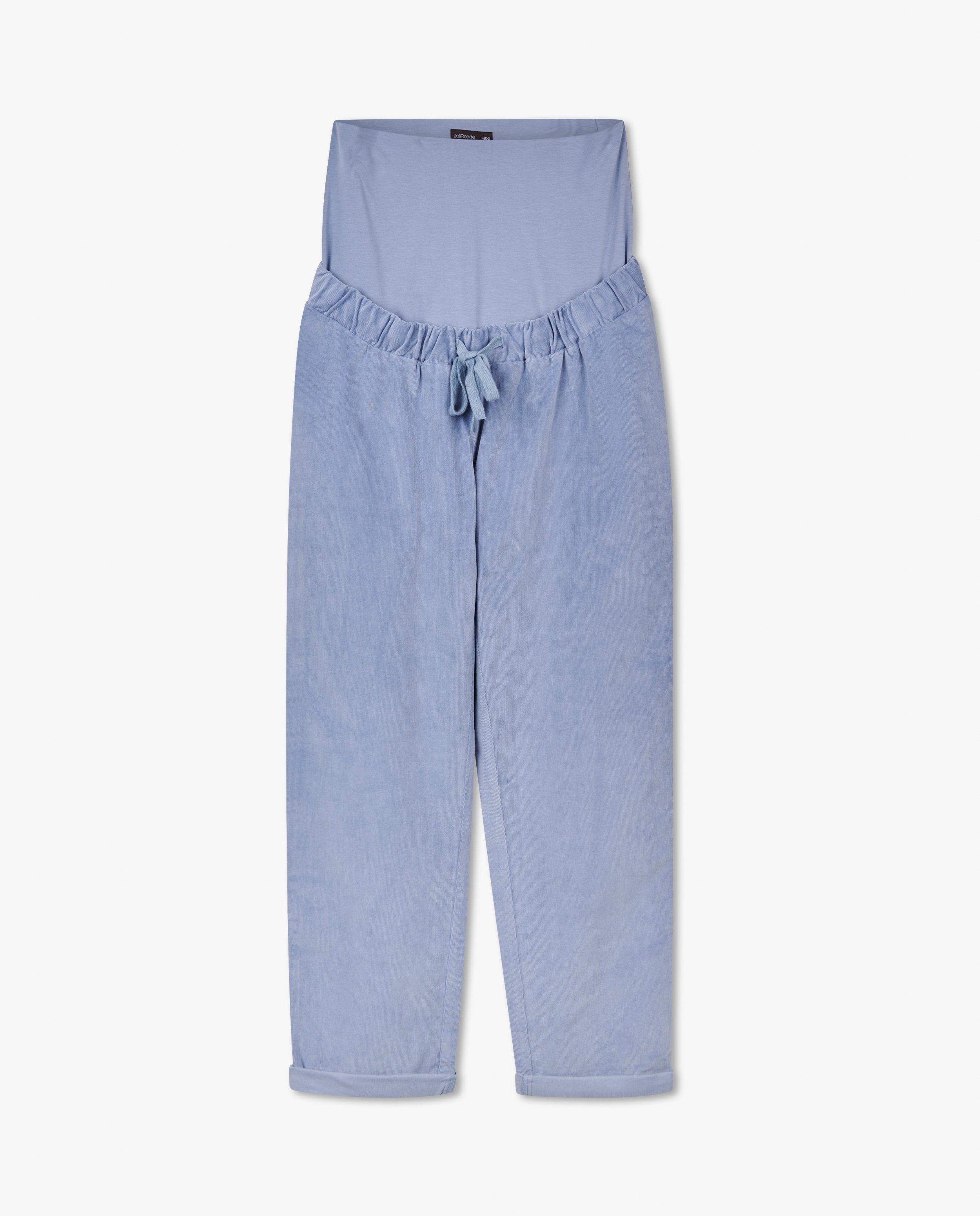 Pantalons - Pantalon en velours côtelé bleu JoliRonde