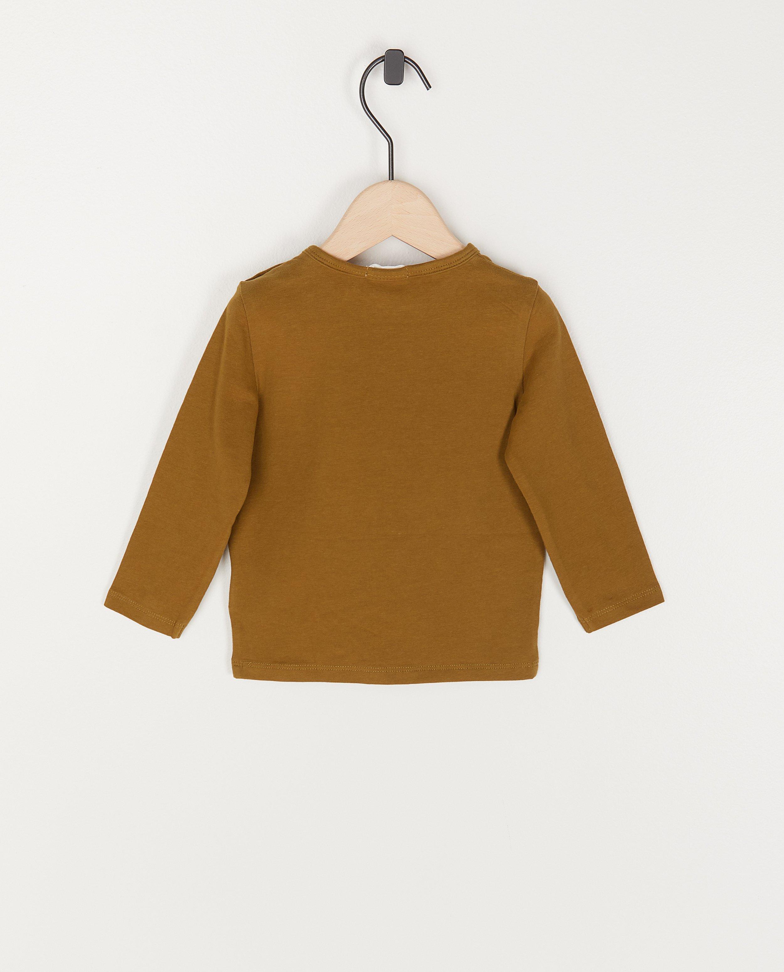 T-shirts - T-shirt beige à manches longues en coton bio