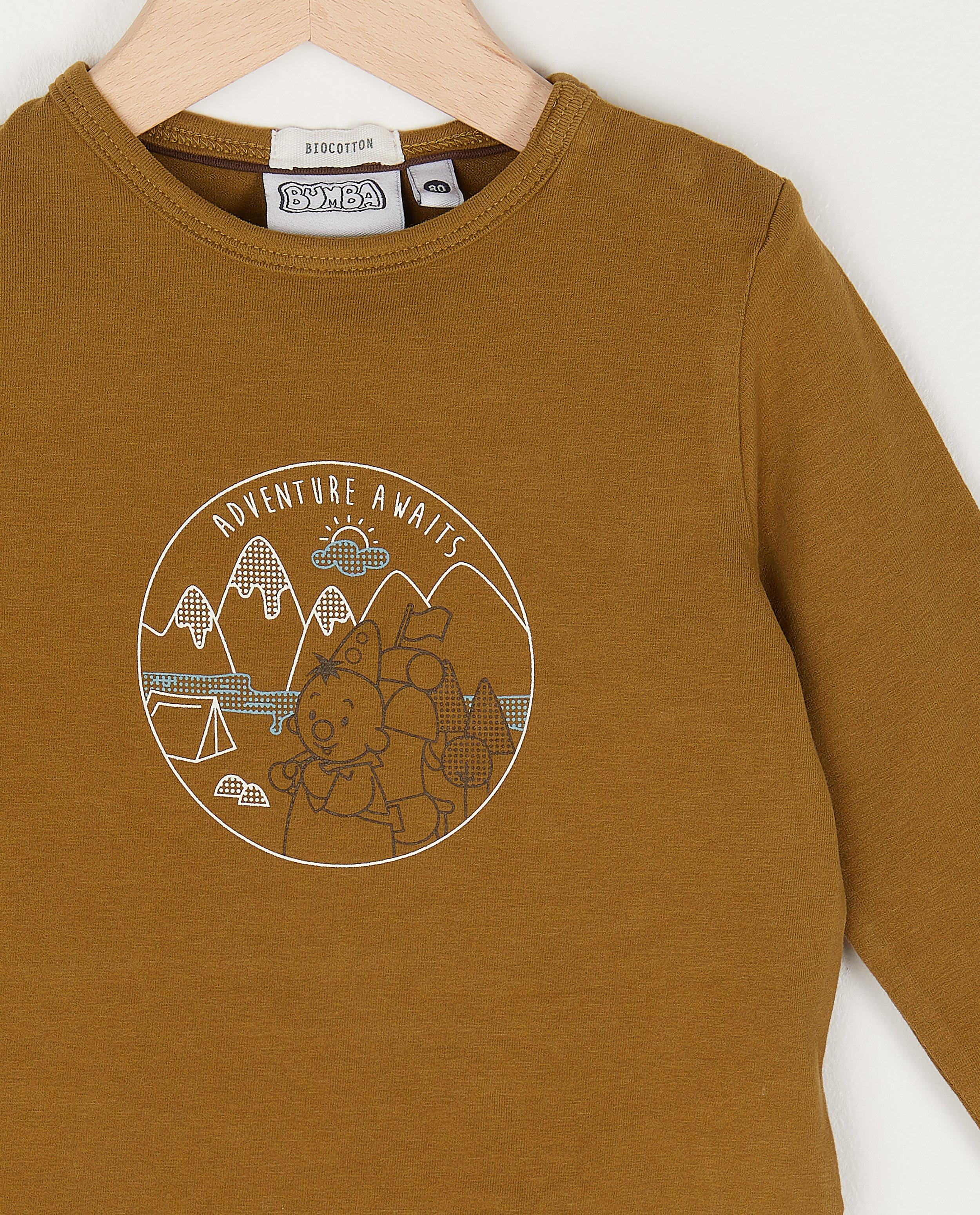 T-shirts - T-shirt beige à manches longues en coton bio