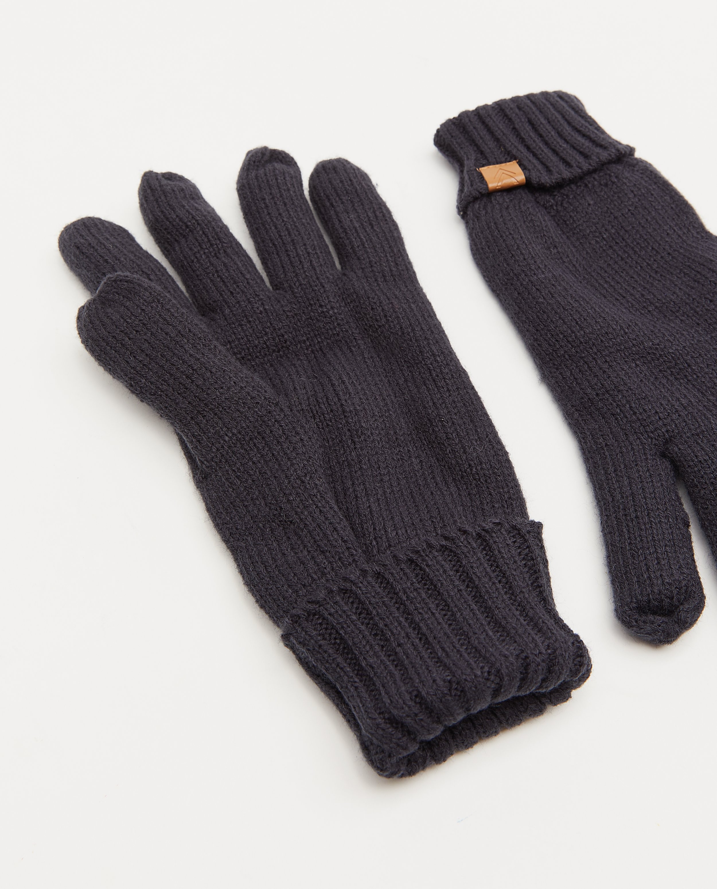 Leer tobben positie Donkerblauwe handschoenen met fleece JBC | JBC België België