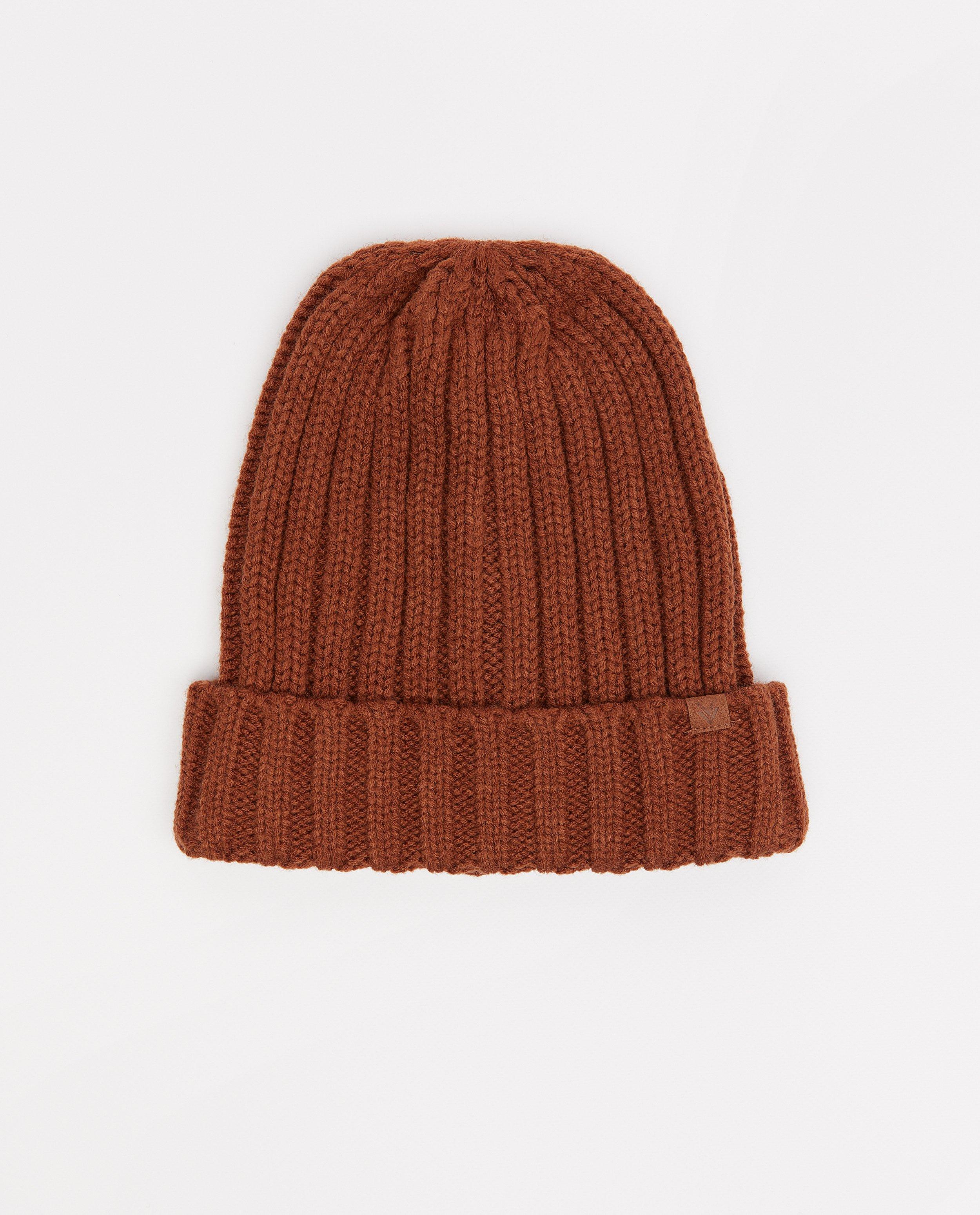 Bruine muts met rib - gebreid - JBC