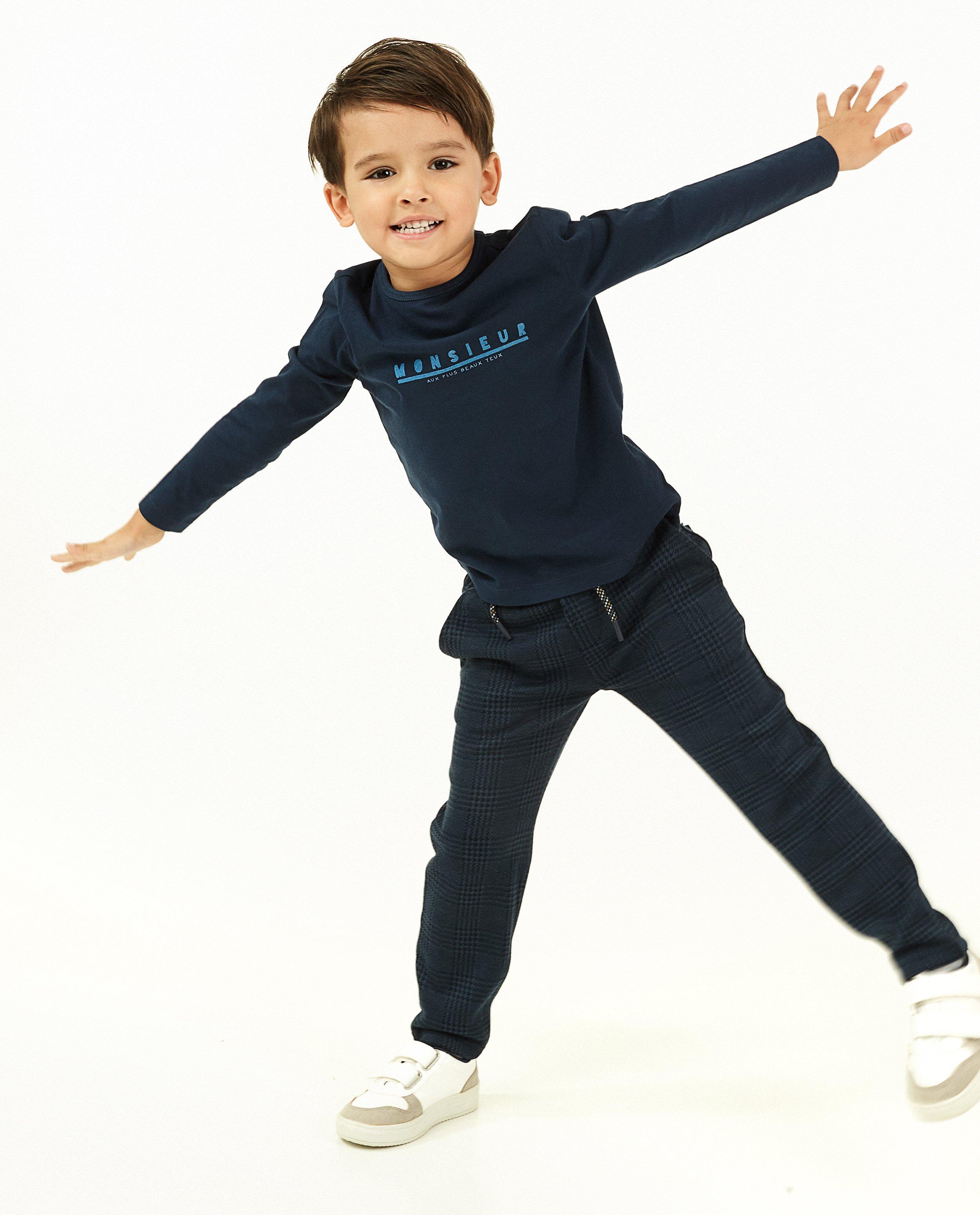 T-shirt vert à manches longues avec inscription FR - avec du stretch - Kidz Nation