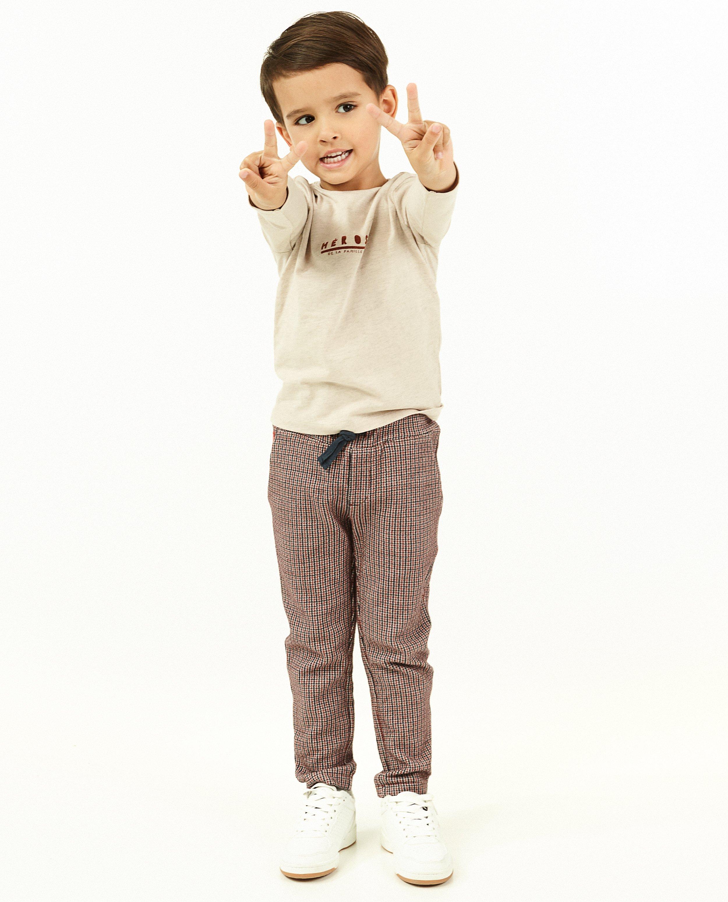T-shirt beige à manches longues, inscription FR - avec du stretch - Kidz Nation