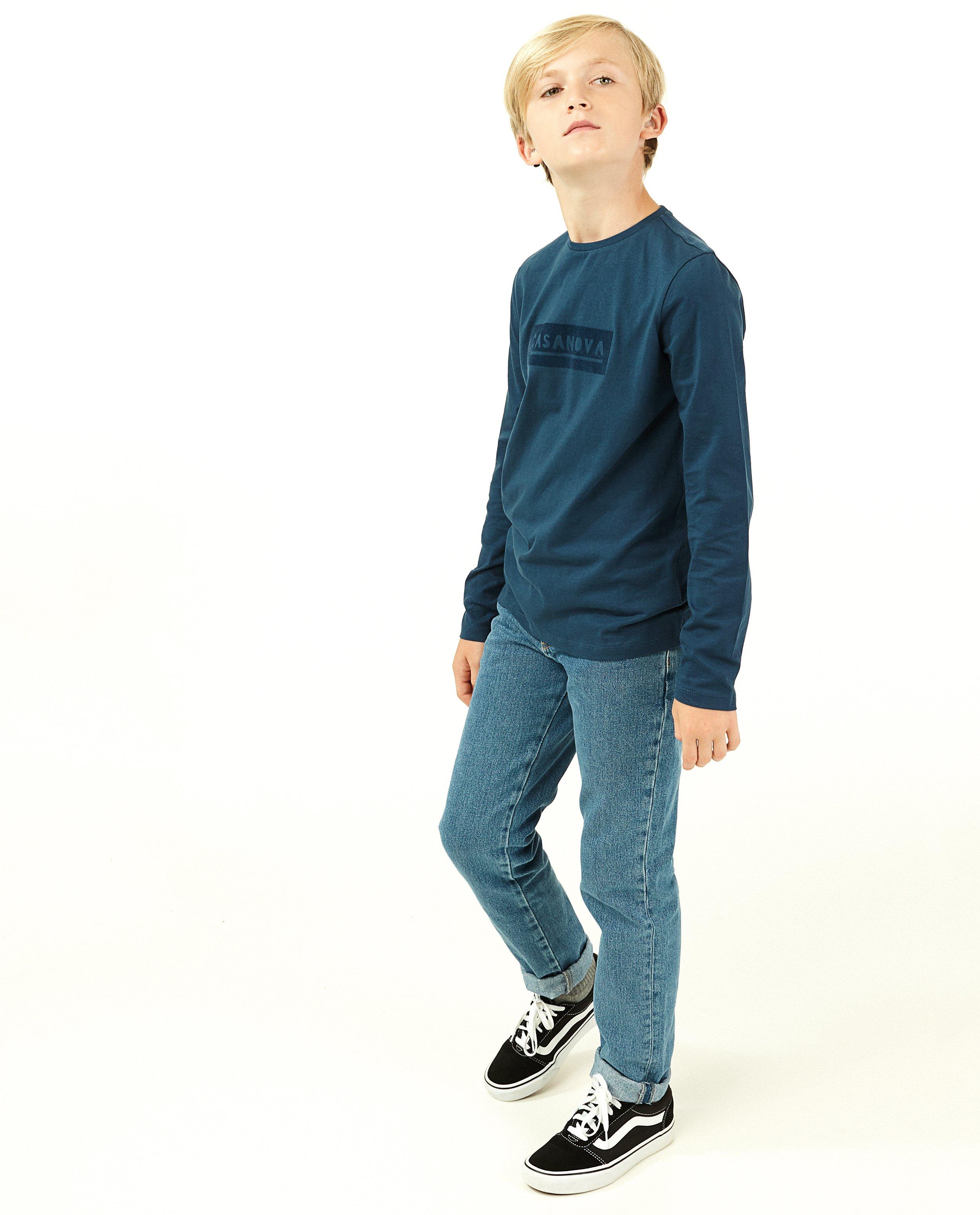 Blauwe longsleeve met NL opschrift - stretch - Fish & Chips