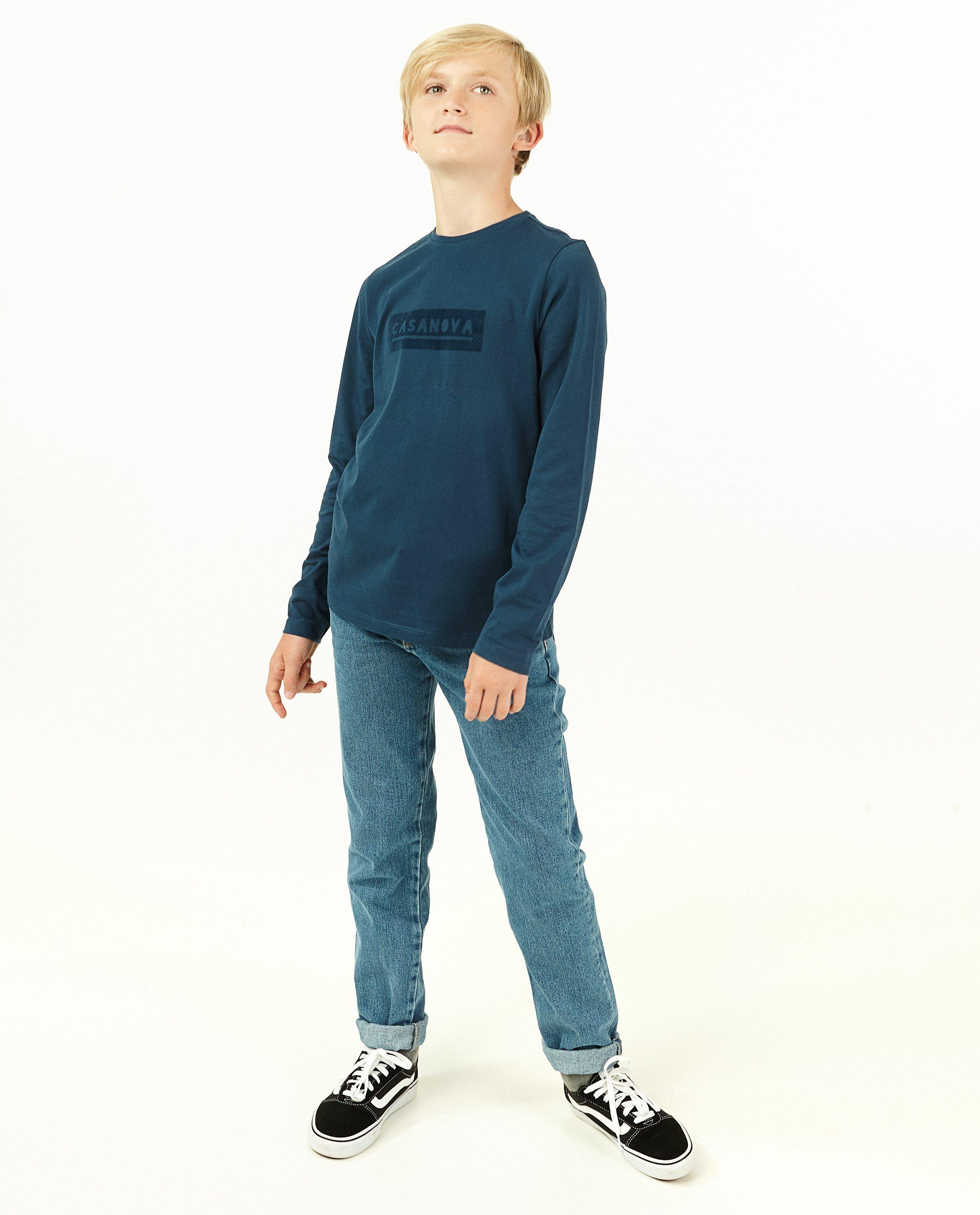 Blauwe longsleeve met FR opschrift - stretch - Fish & Chips
