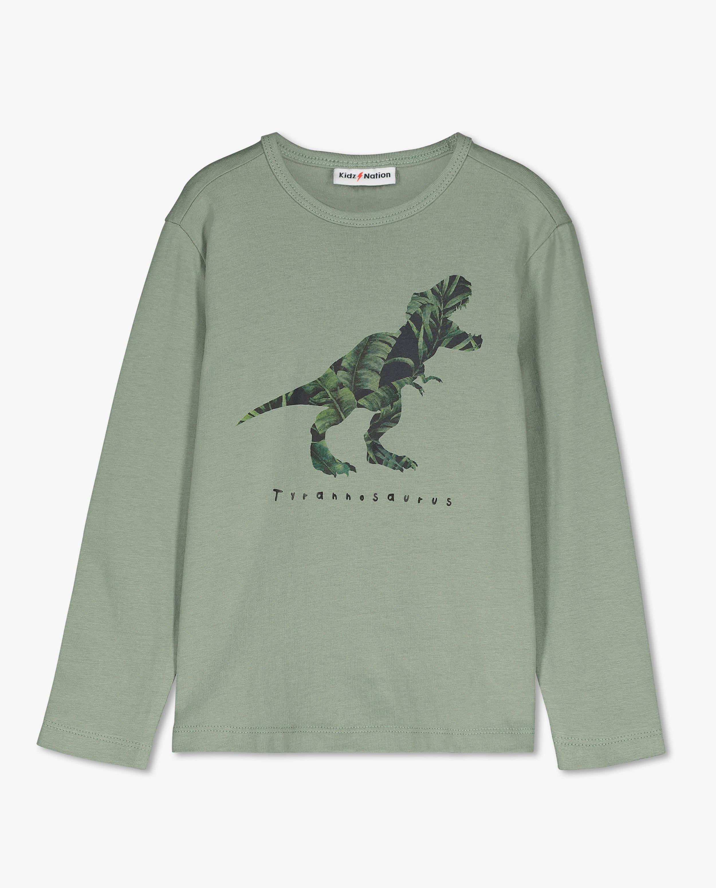 T-shirts - T-shirt vert à manches longues, imprimé de dino