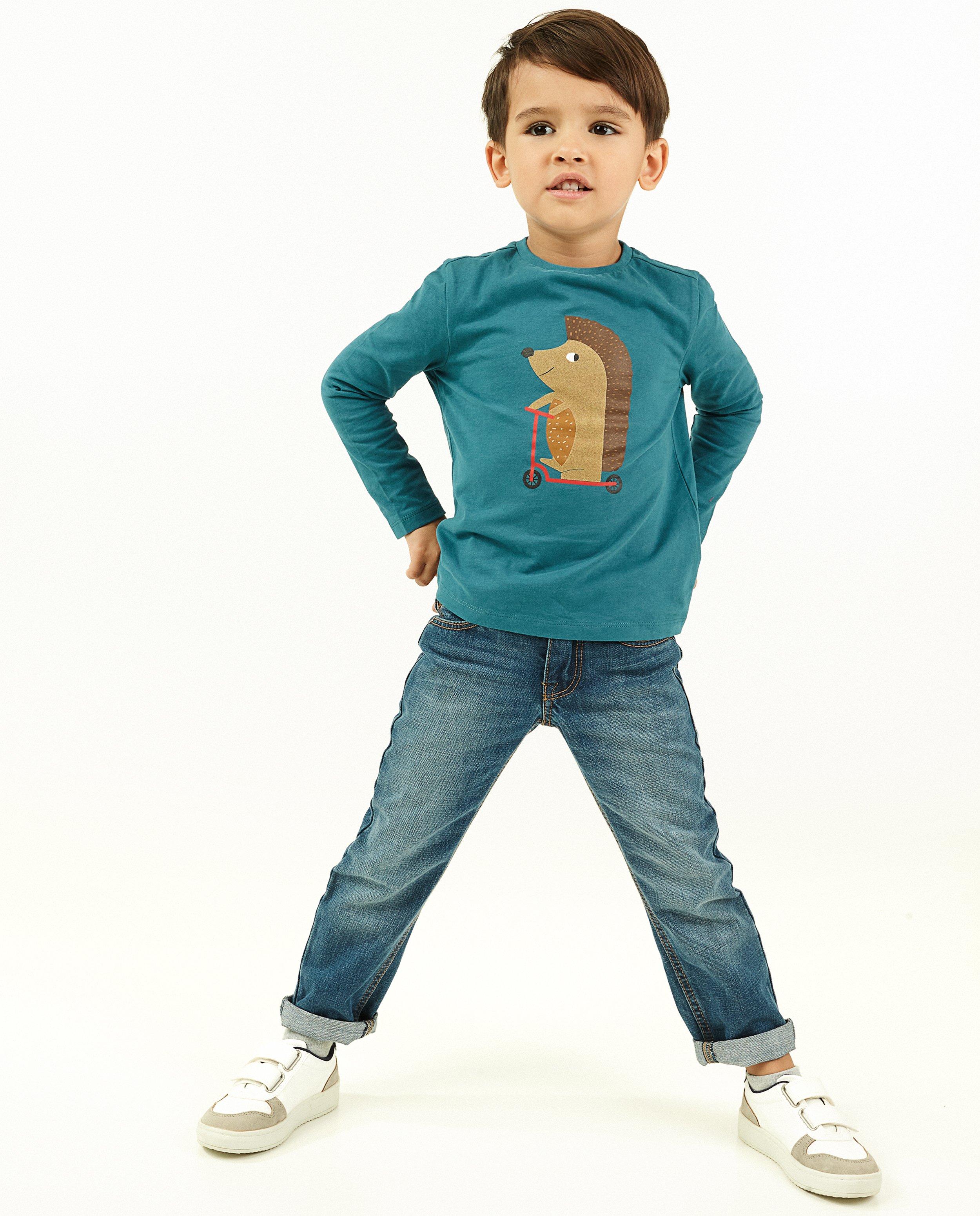 T-shirt bleu à manches longues, imprimé - imprimé animal - Kidz Nation