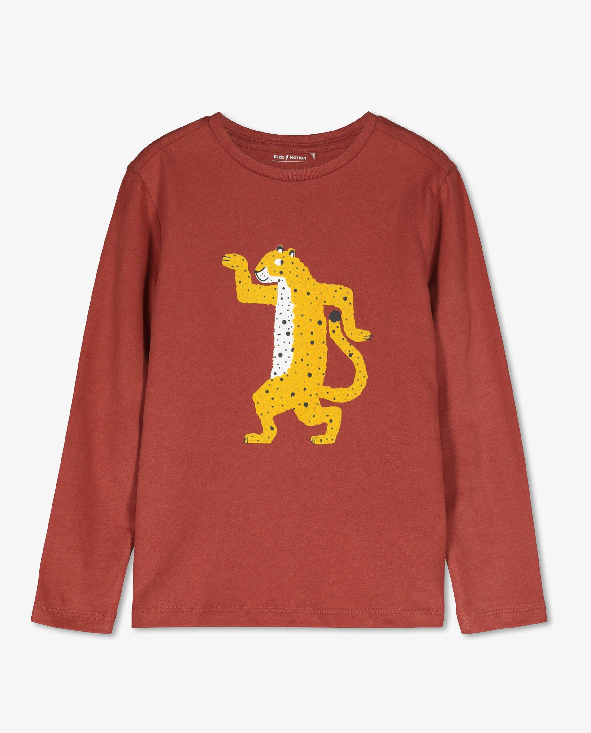 T-shirts - T-shirt à manches longues rouge foncé avec imprimé