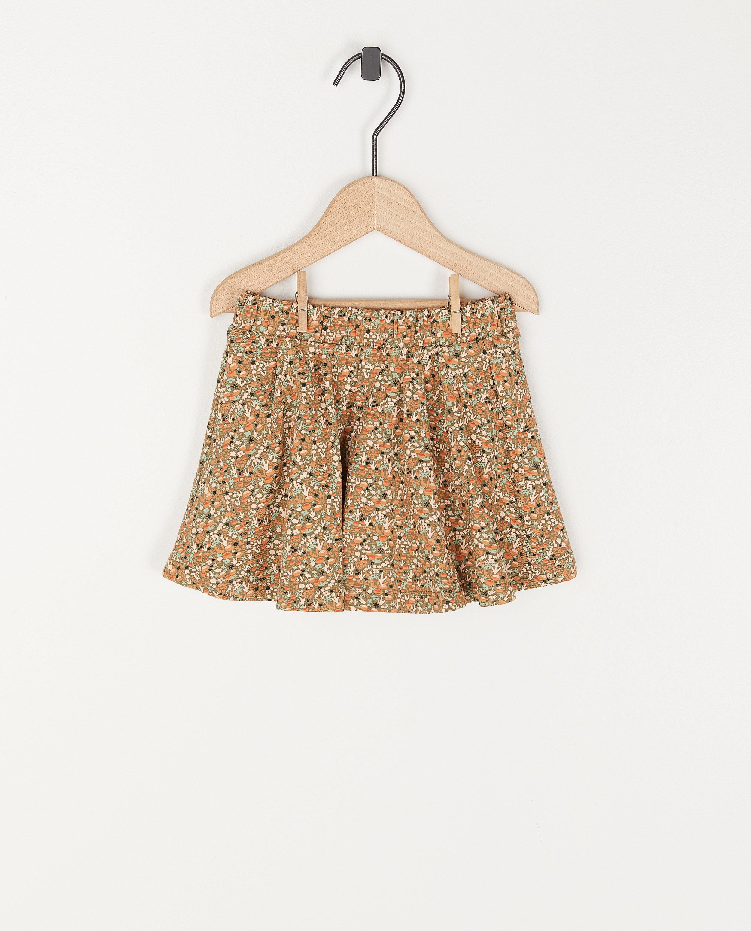 Biokatoenen rok met bloemenprint - in groen - Cuddles and Smiles