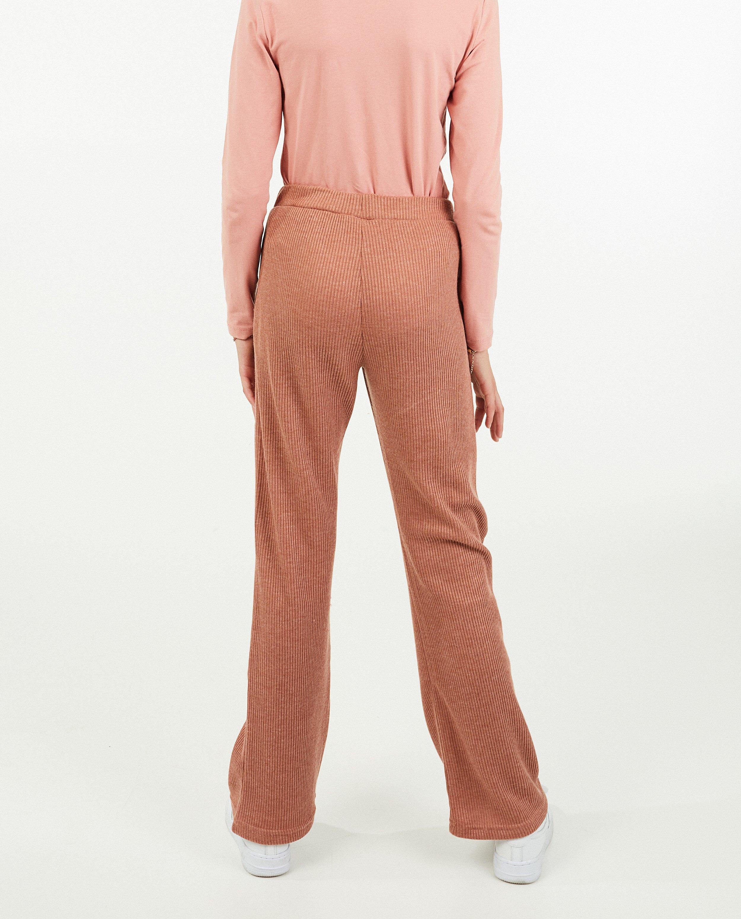 Broeken - Donkerroze broek met rib Pieces