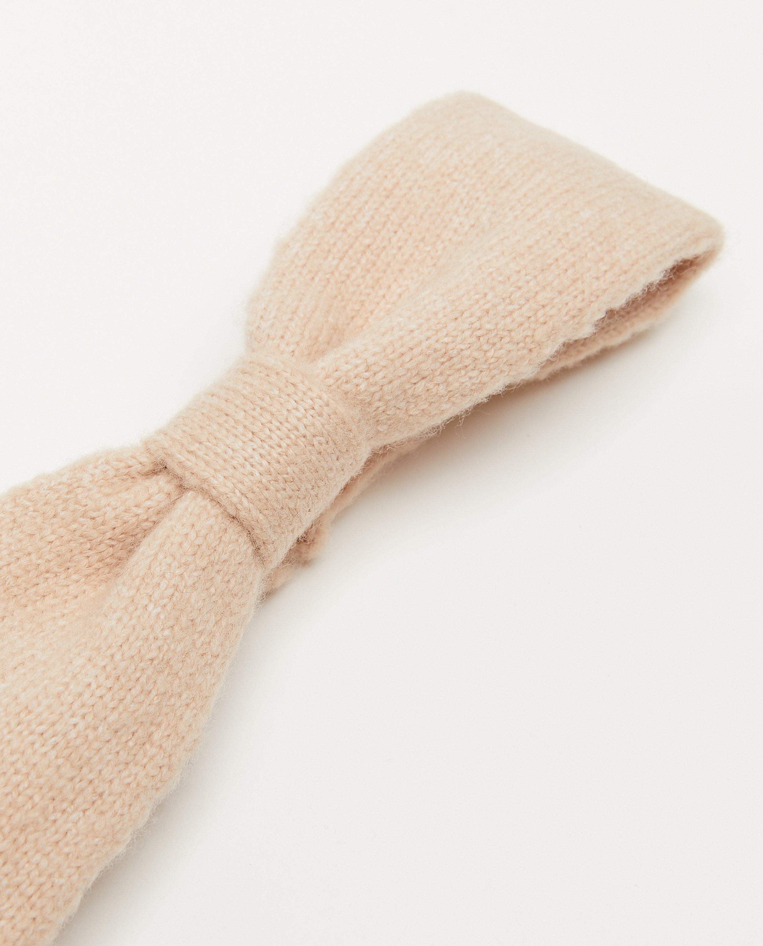 Breigoed - Beige haarband met knoop