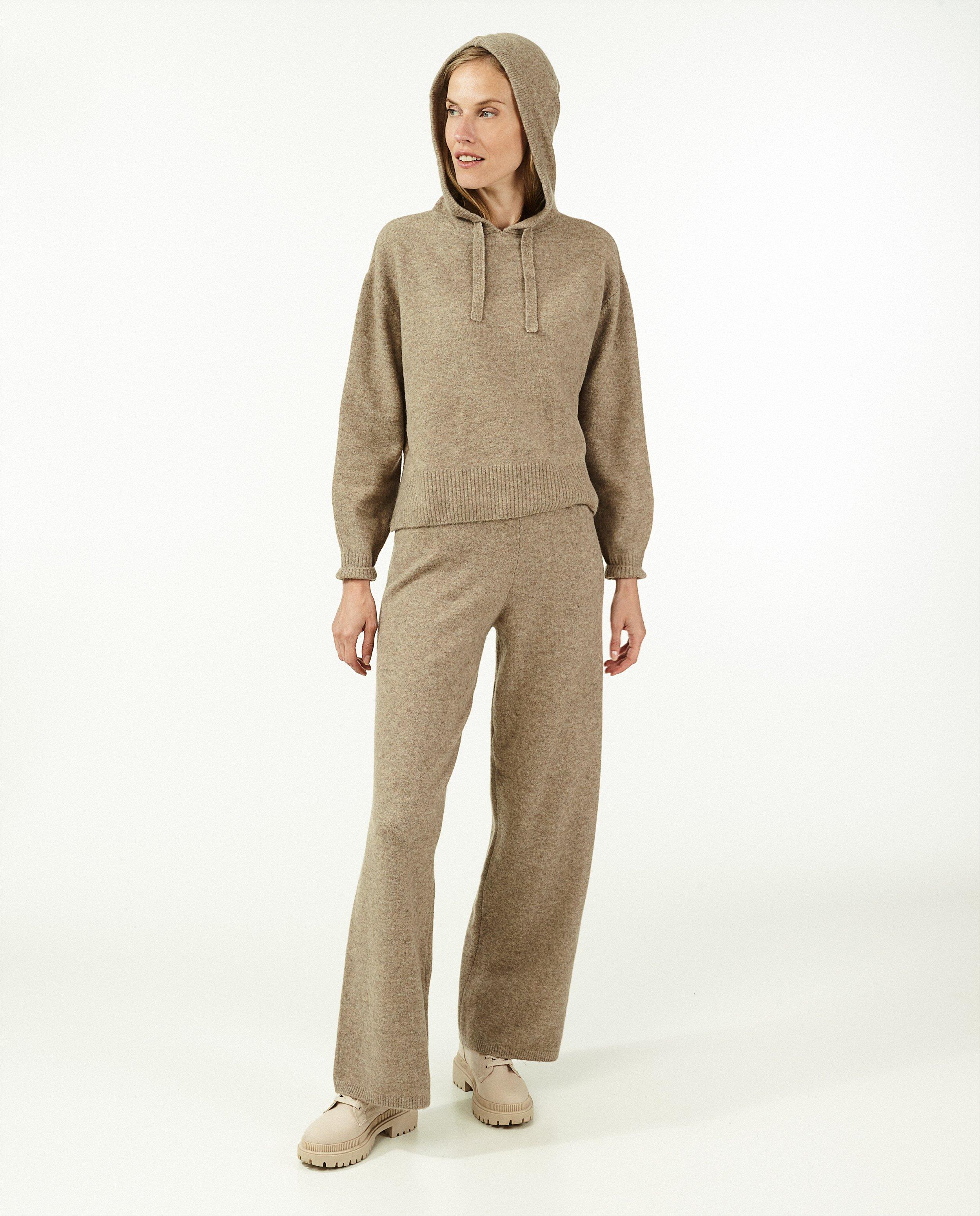 Pantalon beige en tricot Sora - à jambes larges - Sora