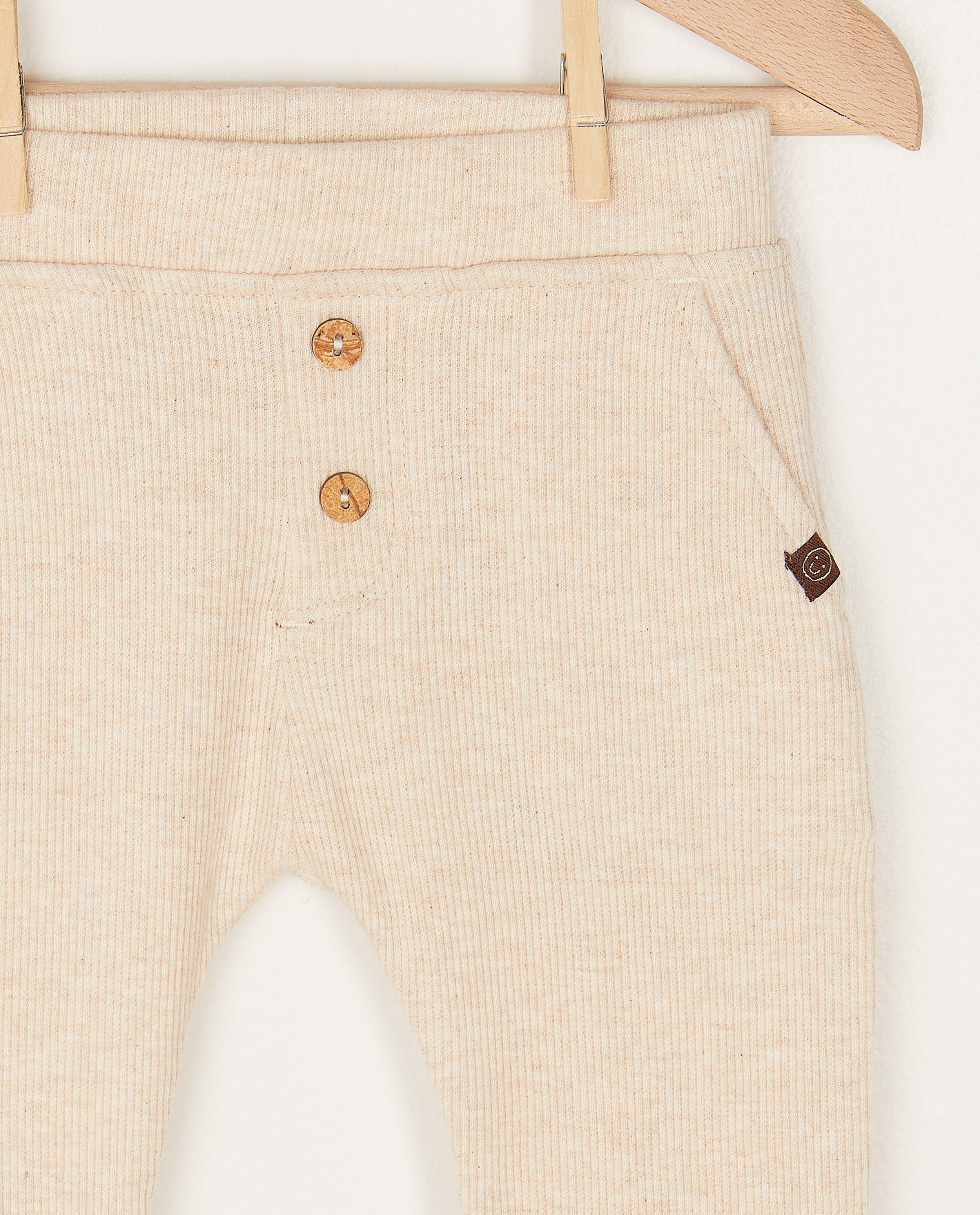Broeken - Beige broekje met rib
