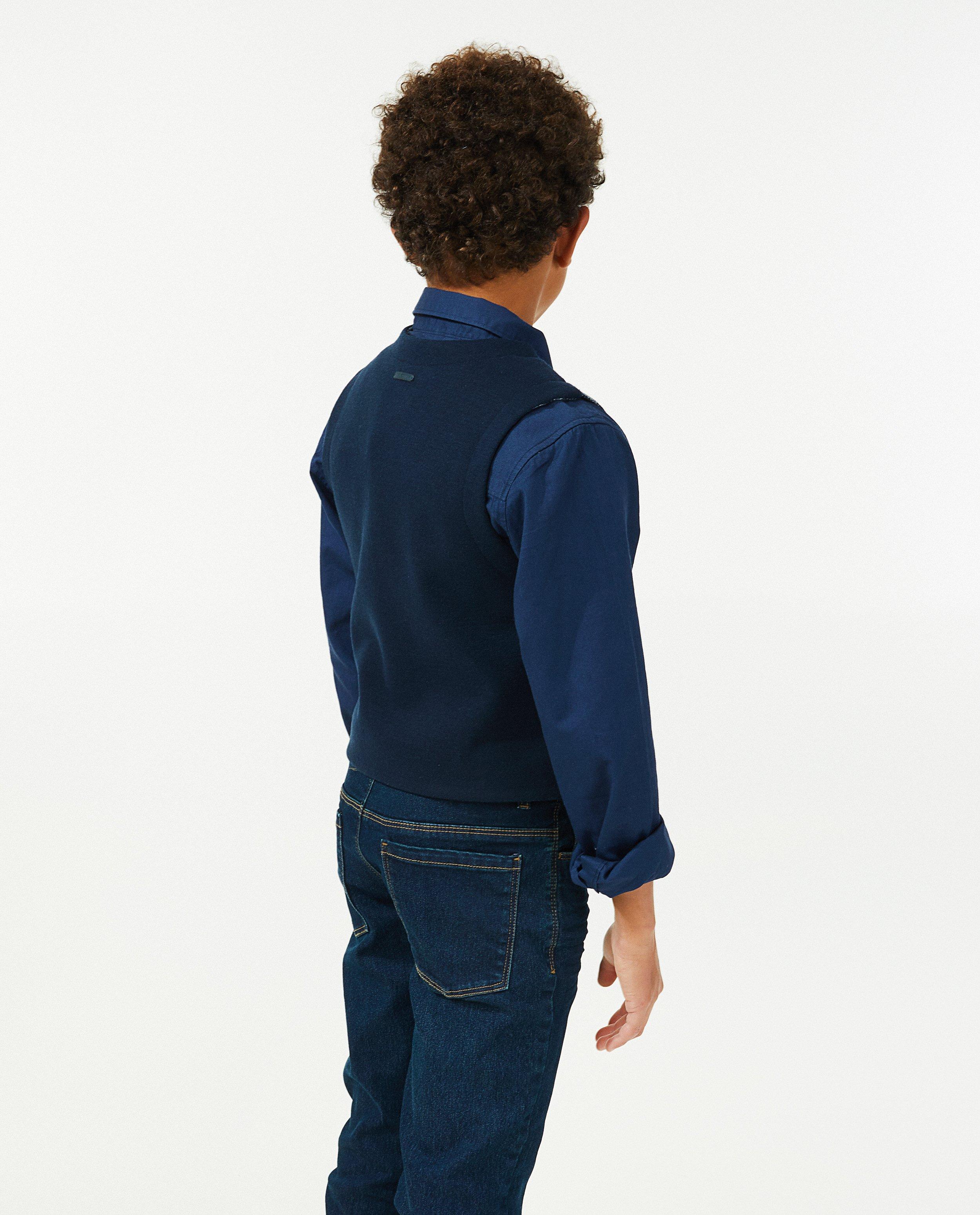 Cardigan - Blauwe gilet met ruiten, 7-14 jaar
