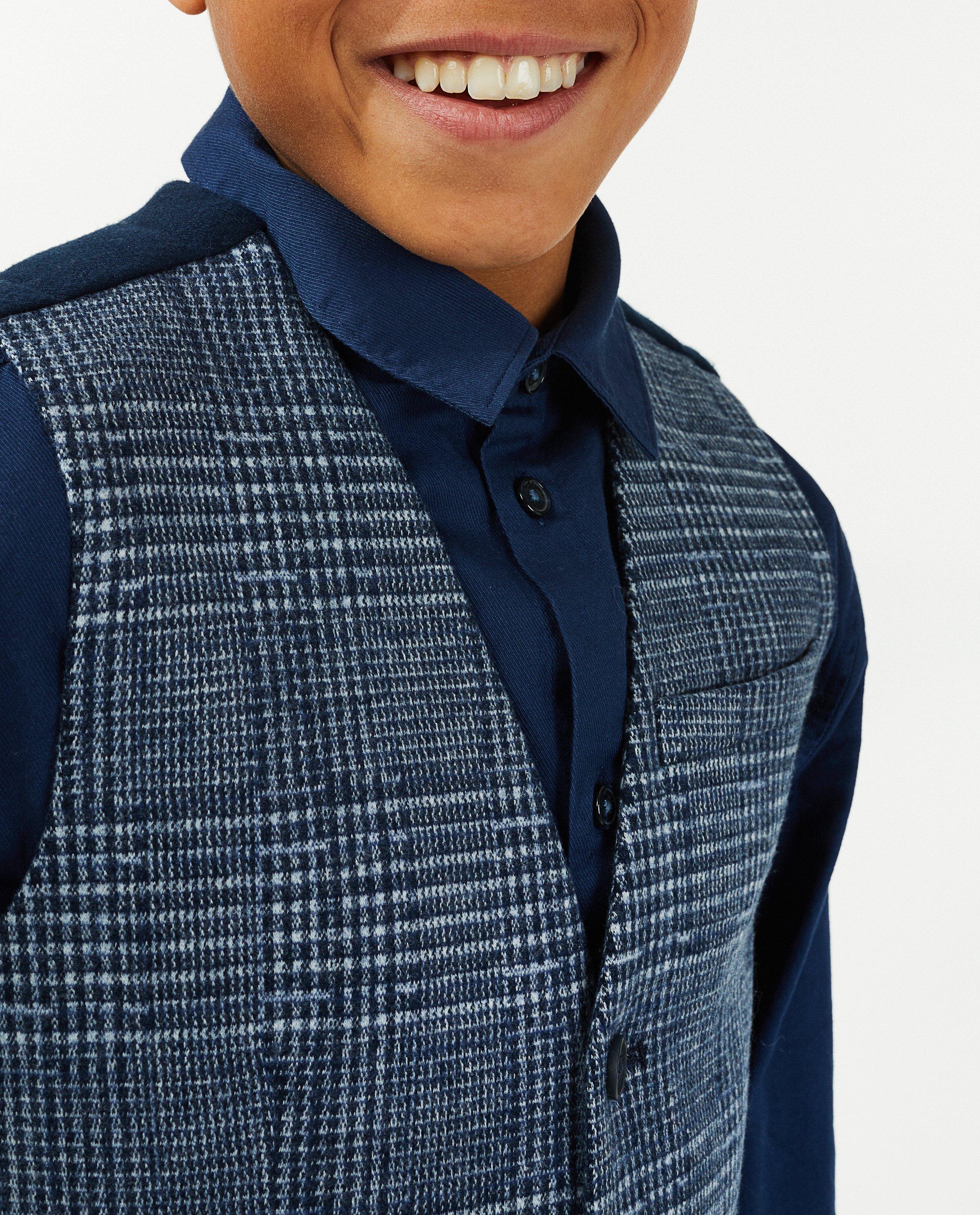 Cardigan - Blauwe gilet met ruiten, 7-14 jaar