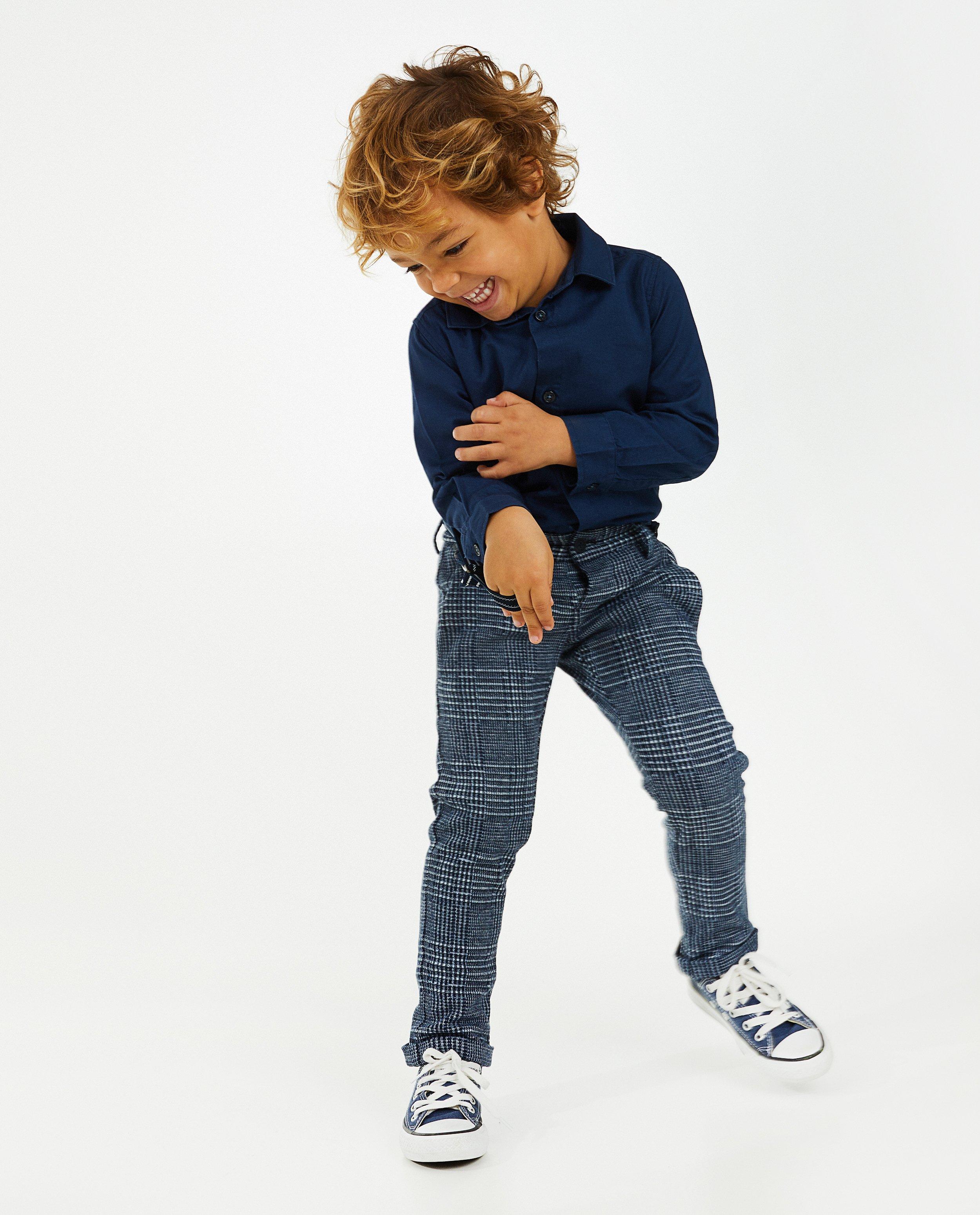 Blauwe broek met bretellen - null - Kidz Nation
