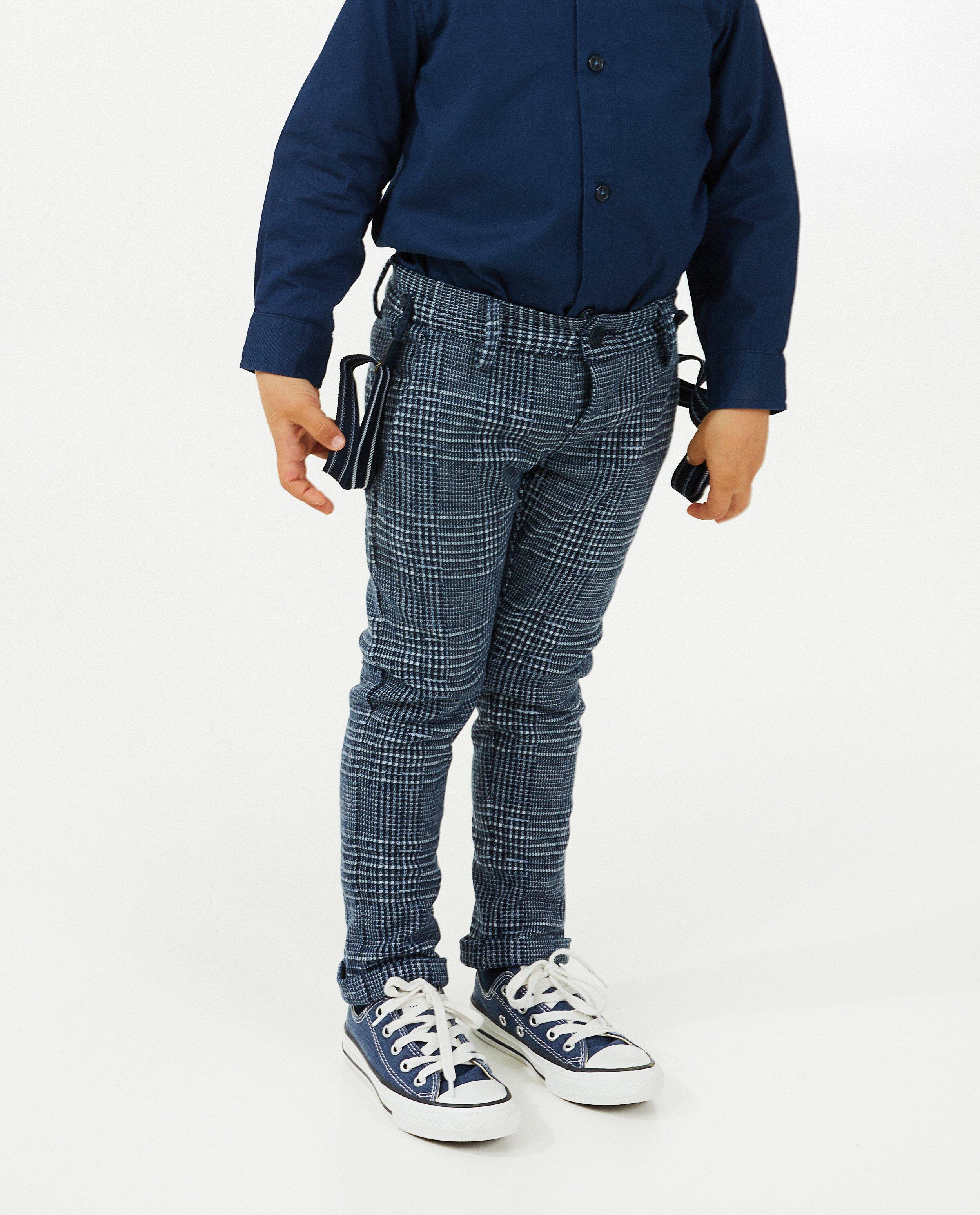 Broeken - Blauwe broek met bretellen