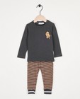 Set: broek + shirt + pantoffels Dirkje - in bruin en grijs - Dirkje