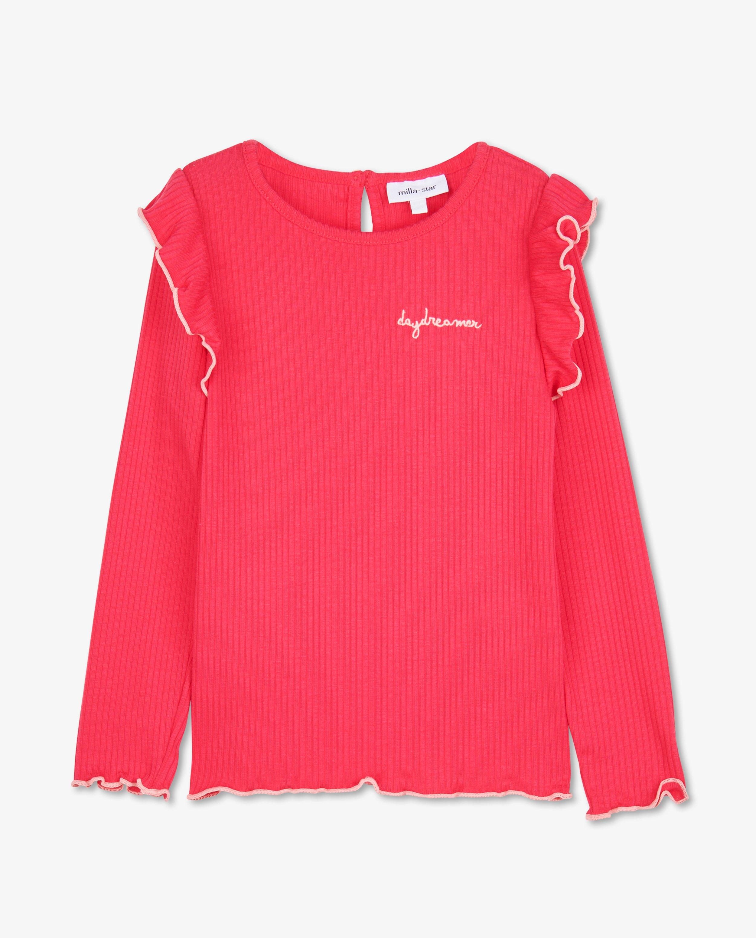 T-shirts - T-shirt à manches longues fuchsia côtelé