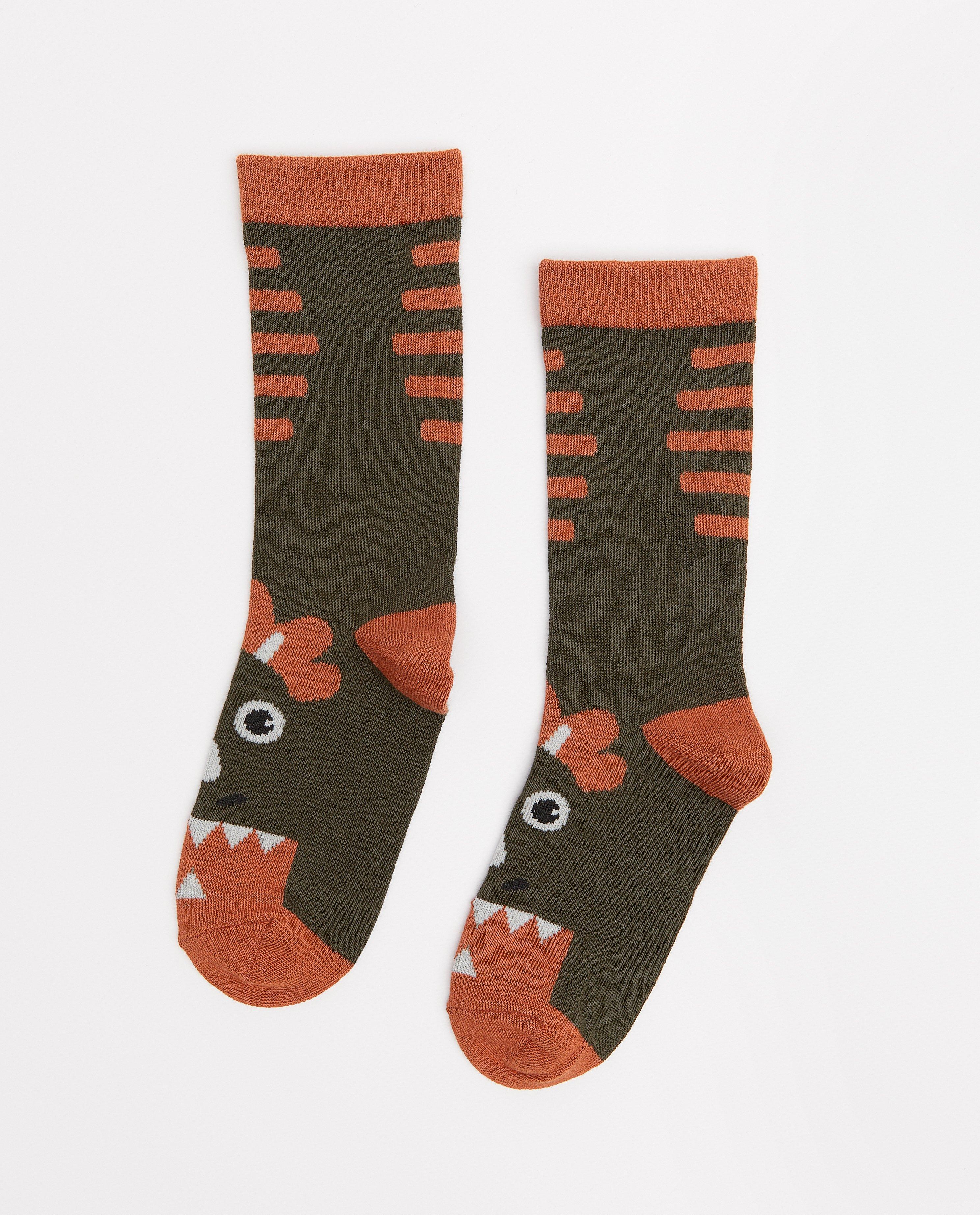 Chaussettes vertes à imprimé de dinos - avec du stretch - Kidz Nation