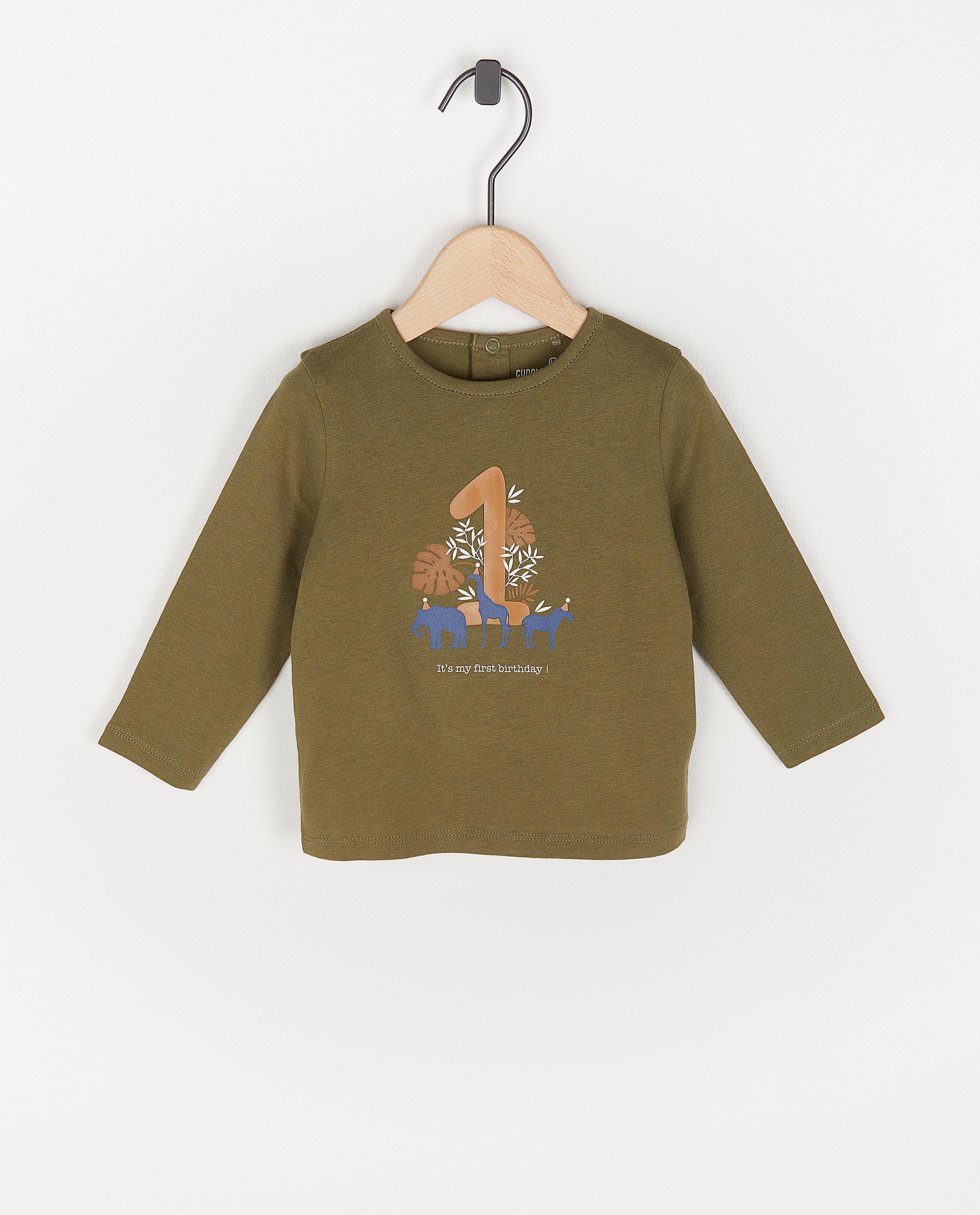 Kakigroene longsleeve - ribboorden - Cuddles and Smiles