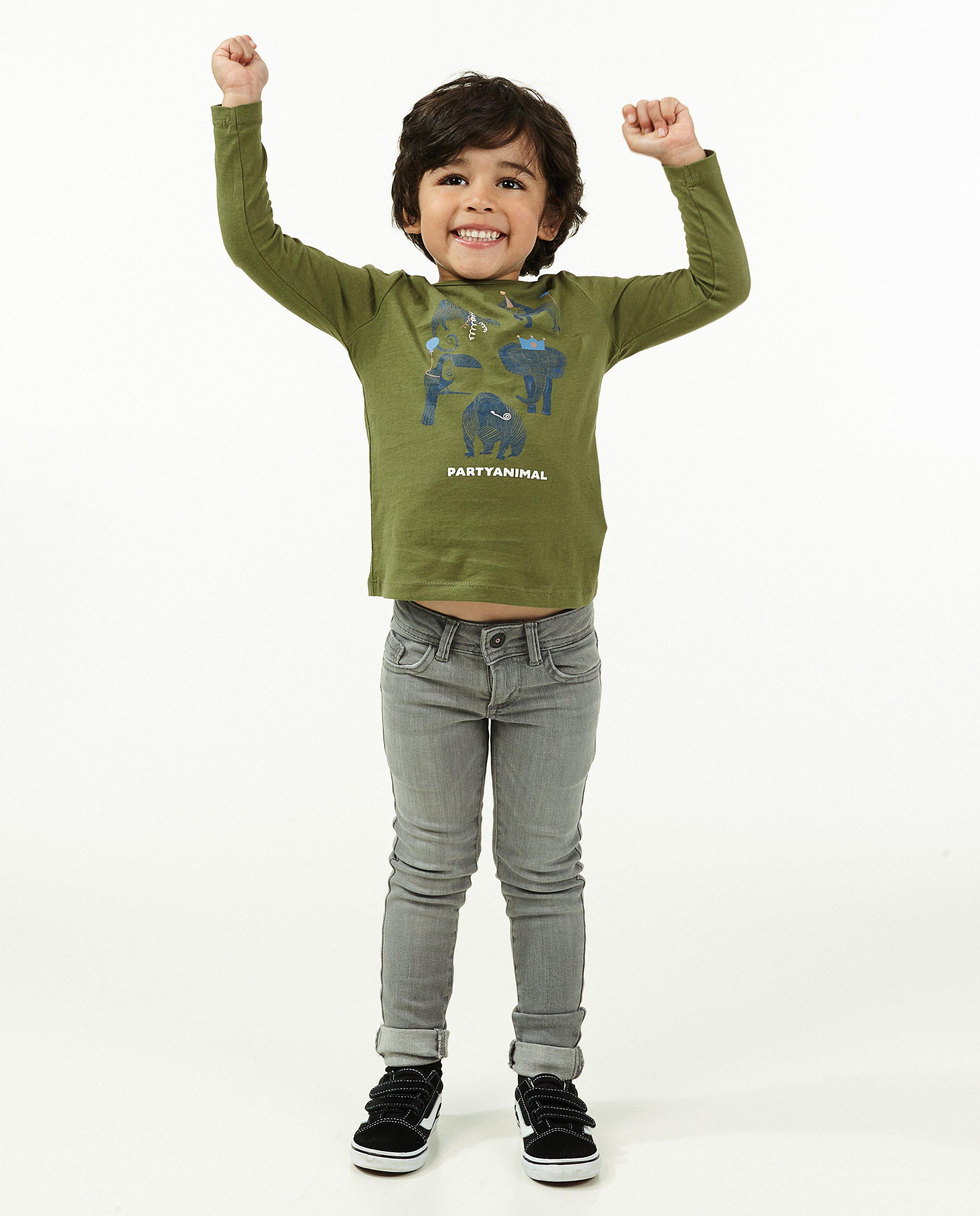 Kakigroene longsleeve met print - null - Cuddles and Smiles