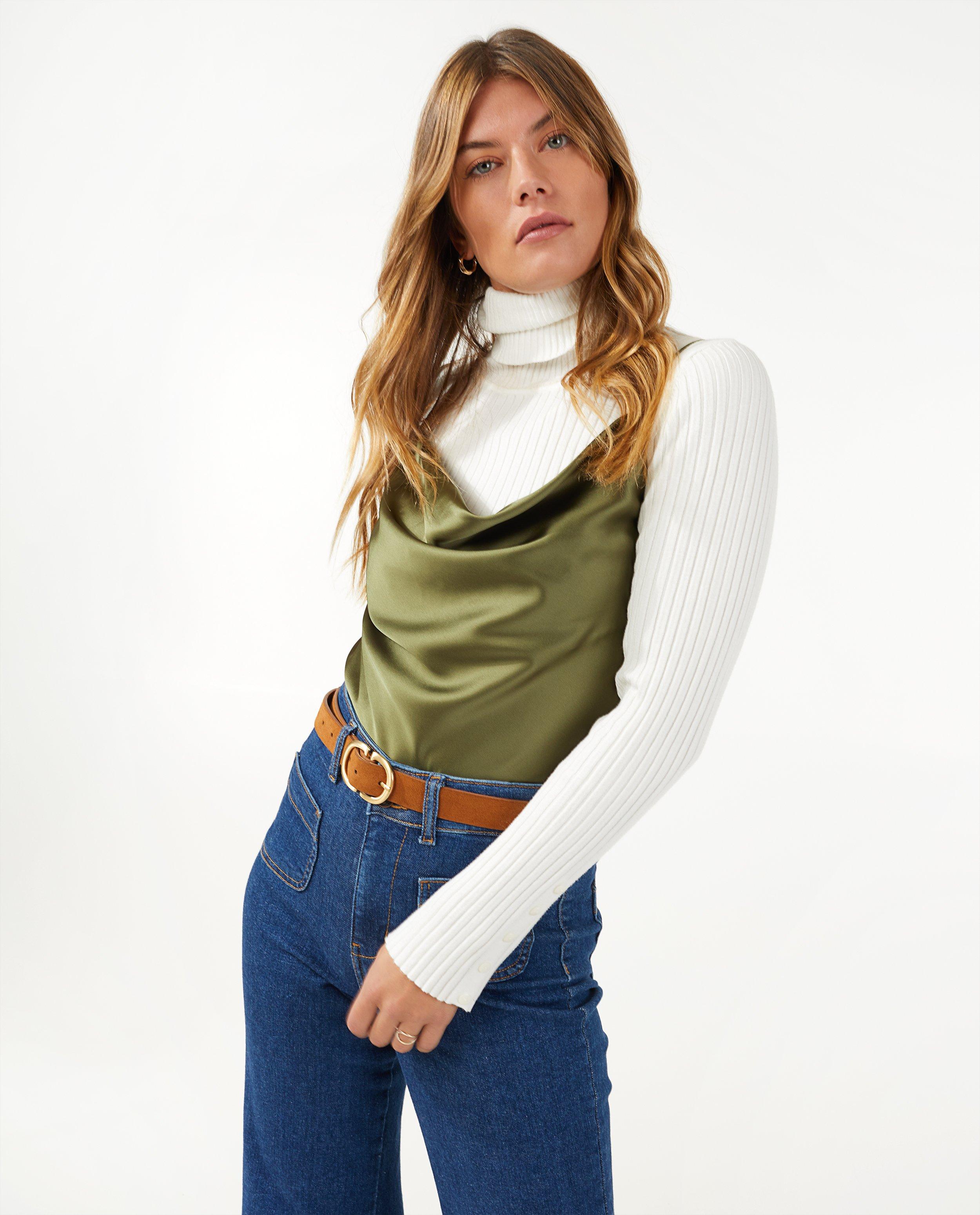 Satijnen spaghettitop Sora - Product Detail - khaki - afbeelding nummer 2