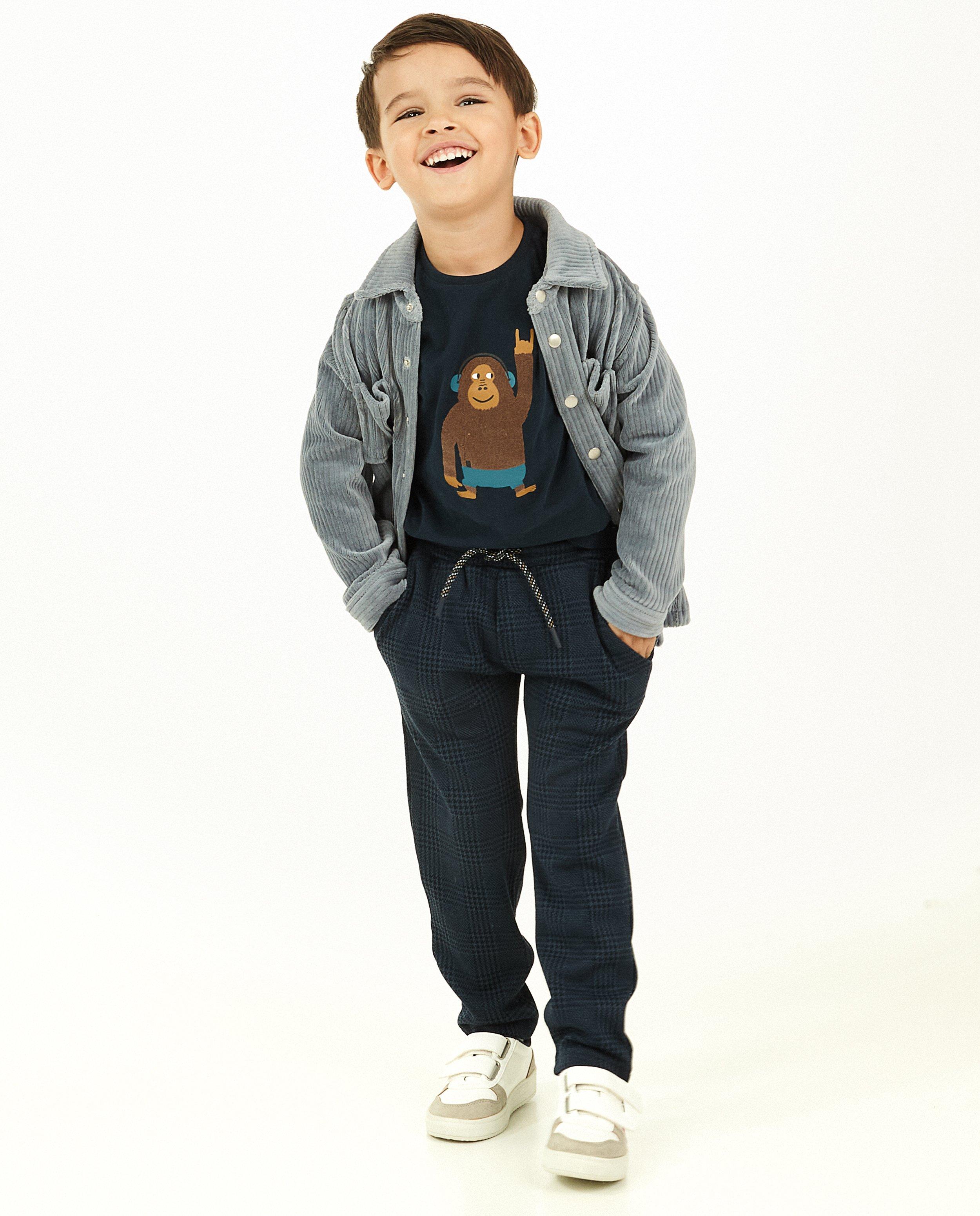 Chemise en velours côtelé bleu gris - avec boutons-pressions - Kidz Nation