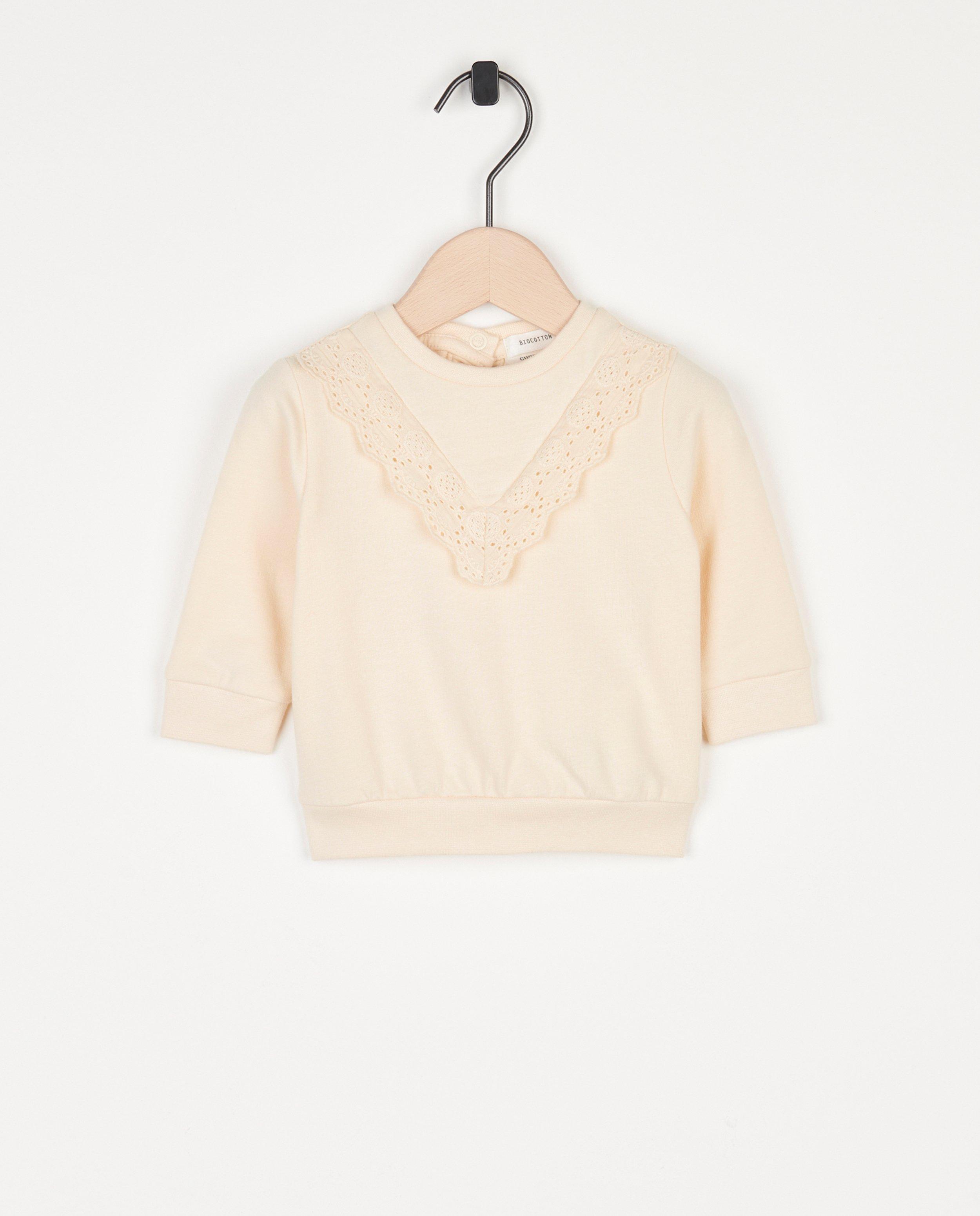 Biokatoenen sweater met kant - null - Newborn 50-68