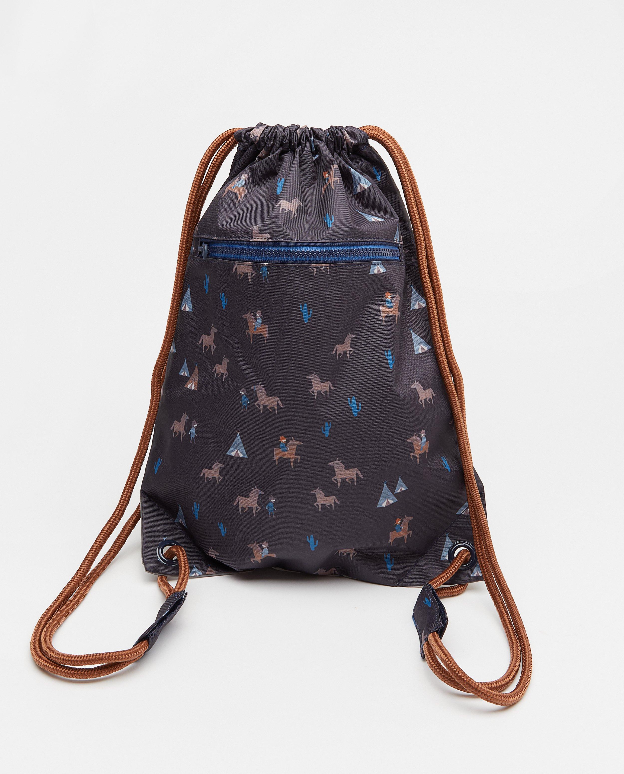 Sac de gym bleu foncé à imprimé - env. 31 x 41 cm - JBC